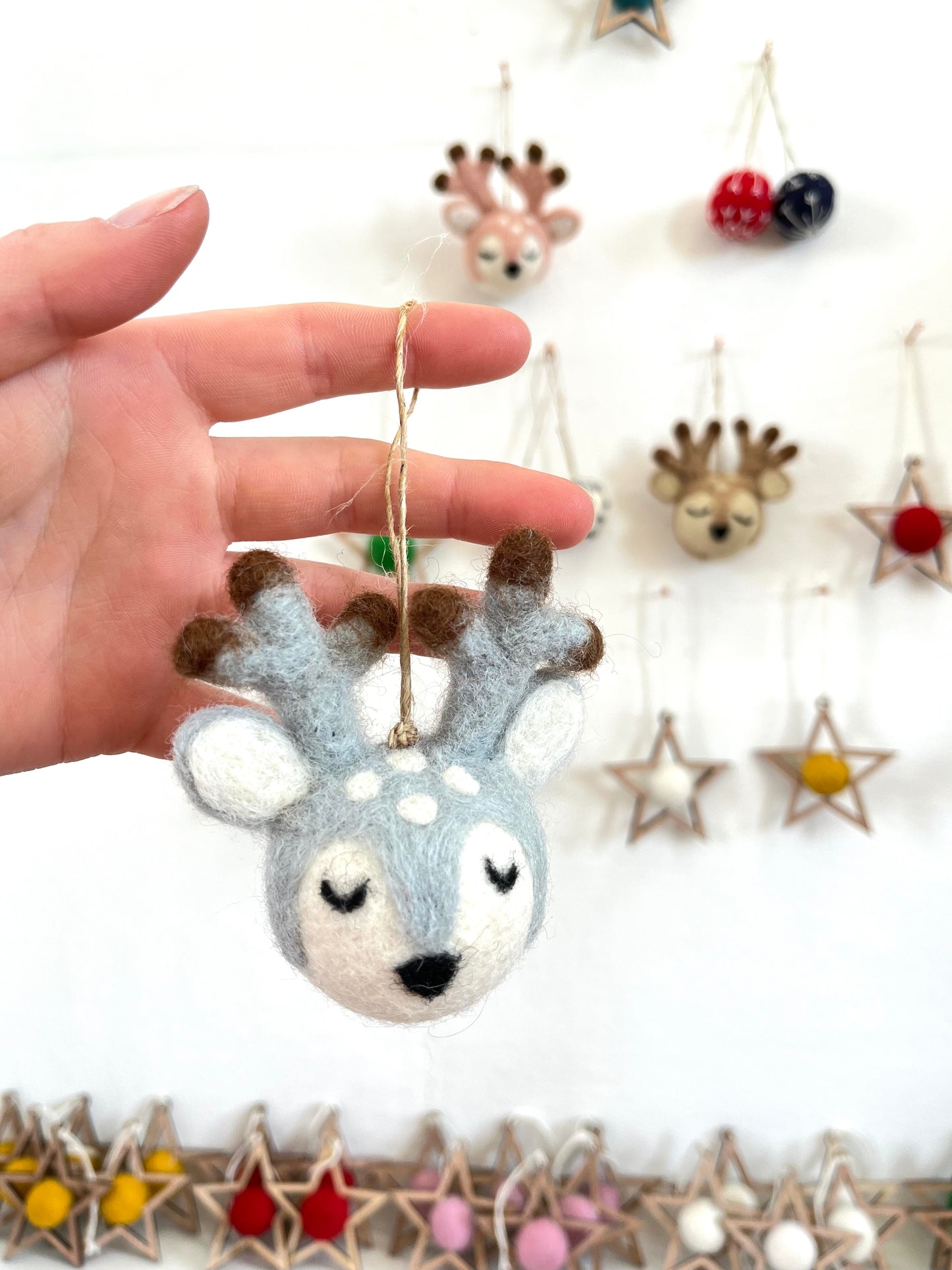 Reindeer Head Decoration - Ice Blue