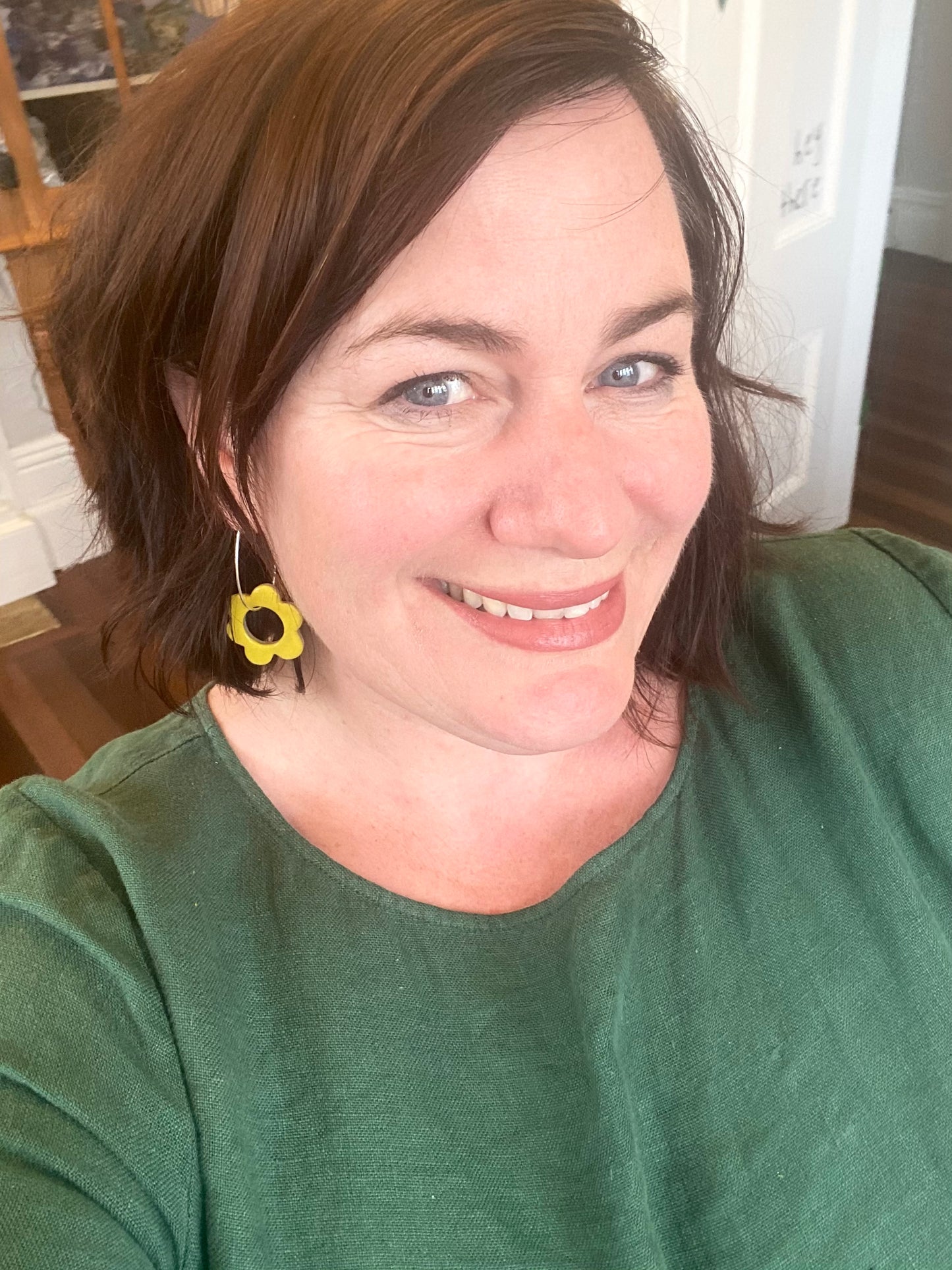 Flower Drops - Mustard - Ceramic & Sterling Silver Earrings