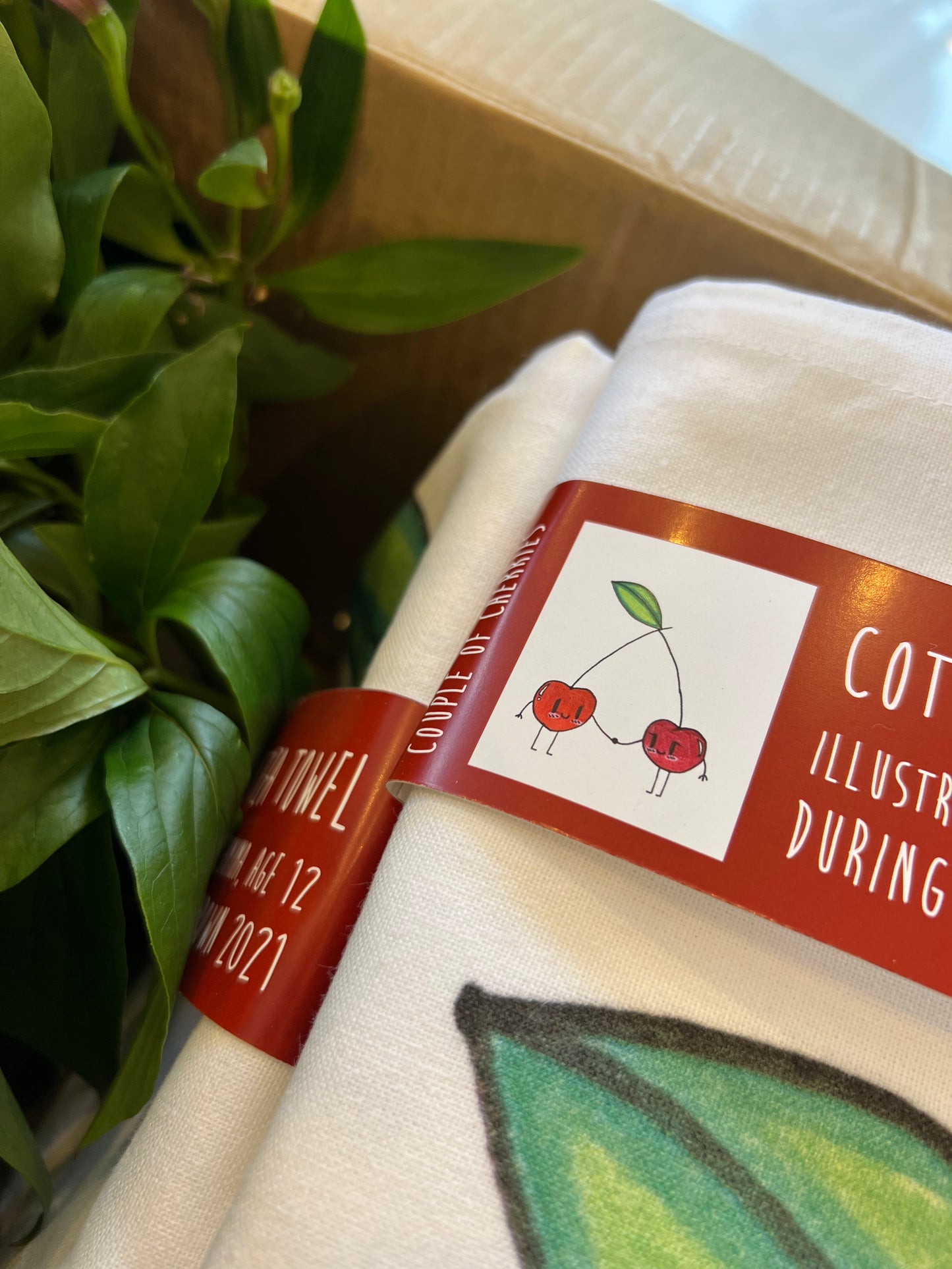 Couple of Cheeries - Illustrated Cotton Tea Towel by Jemimadidit