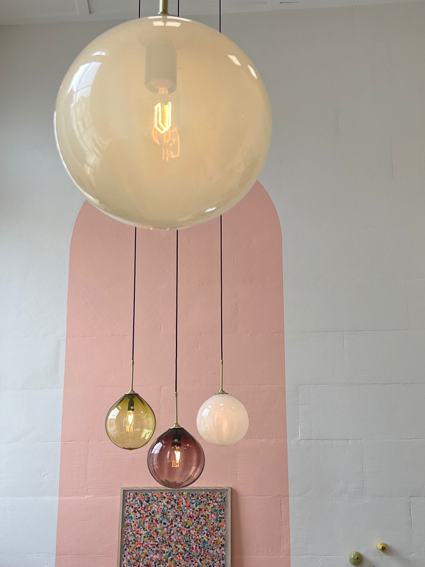 Handblown Glass 'Dodici' pendant light - Ivory - made to order