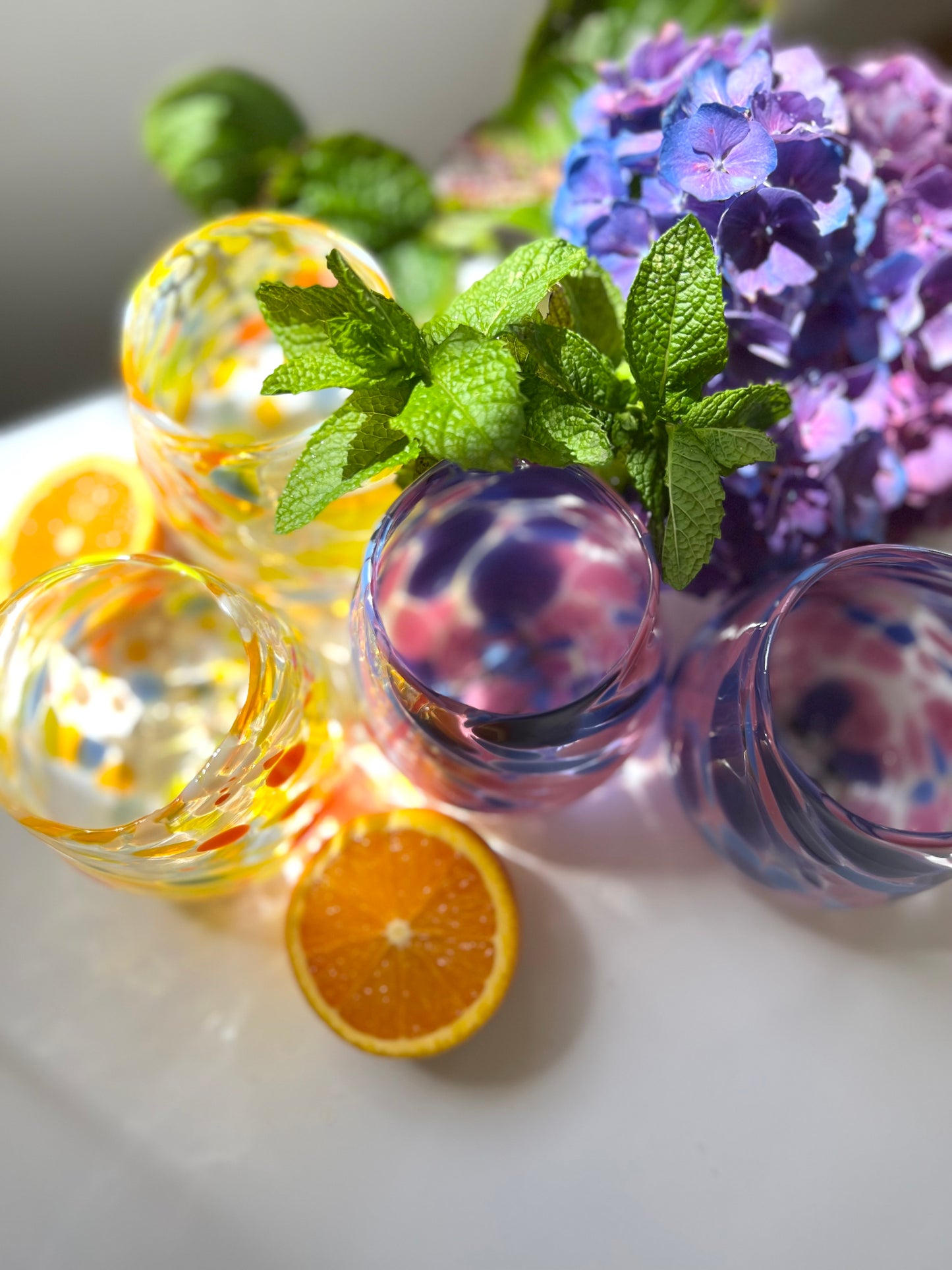 Handblown Glass Tumbler - ‘Hydrangea’ limited edition