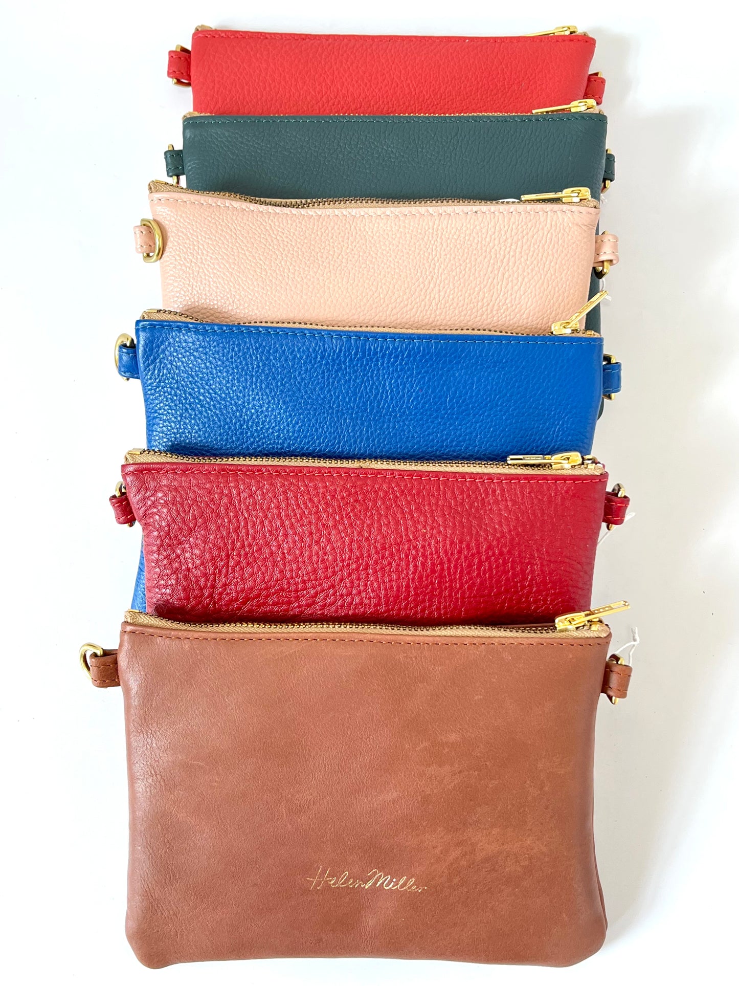 Zip Clutch with Strap - Chestnut