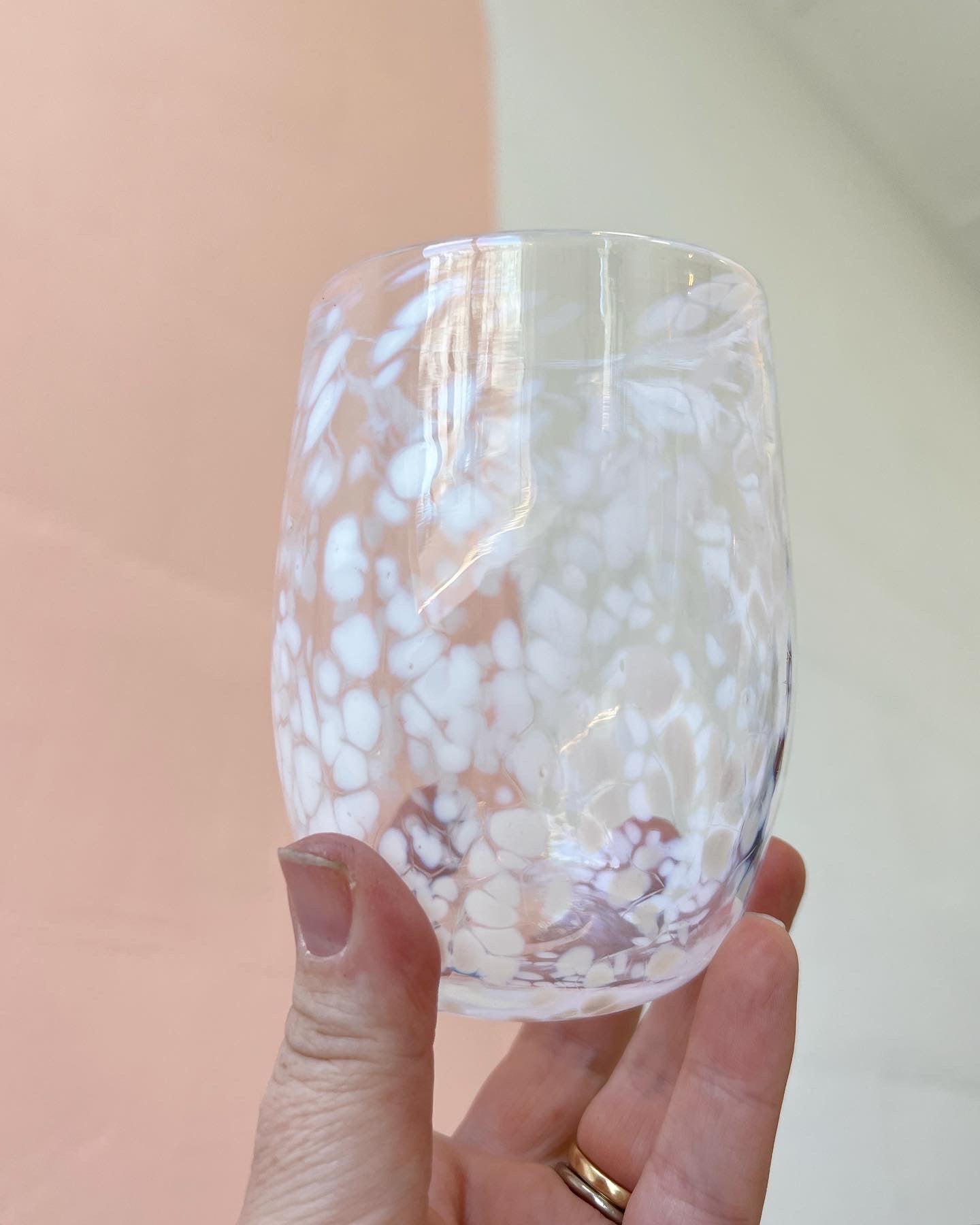 Special edition Handblown Glass Tumbler - Clear + White Flecks