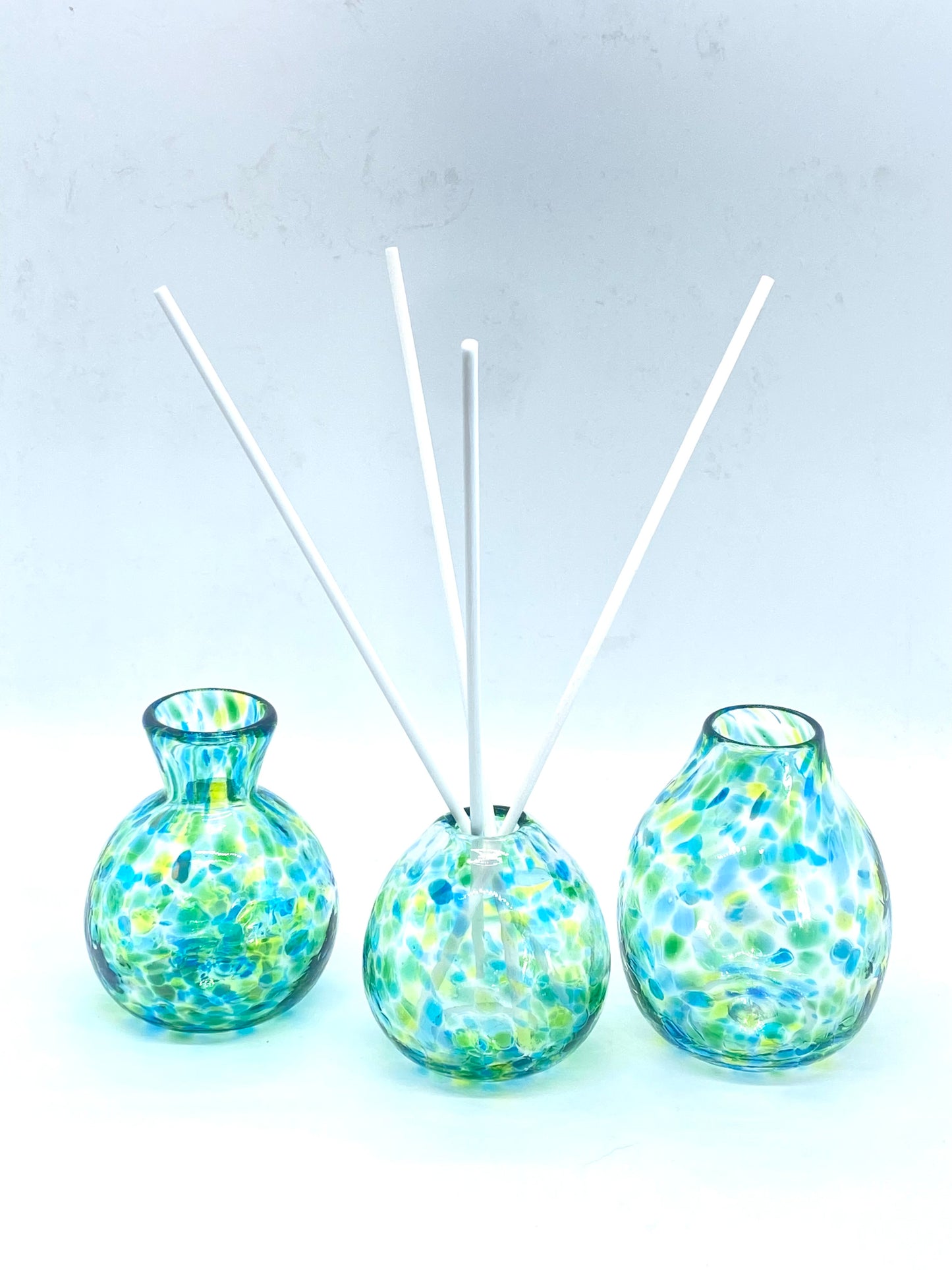 Handblown Glass Diffuser/Vase - Teal/Blue Green with 2cm Opening