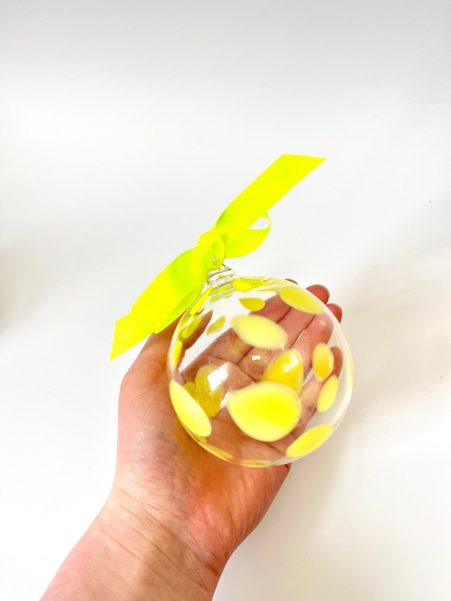 Handblown Glass Bauble - Bright Yellow