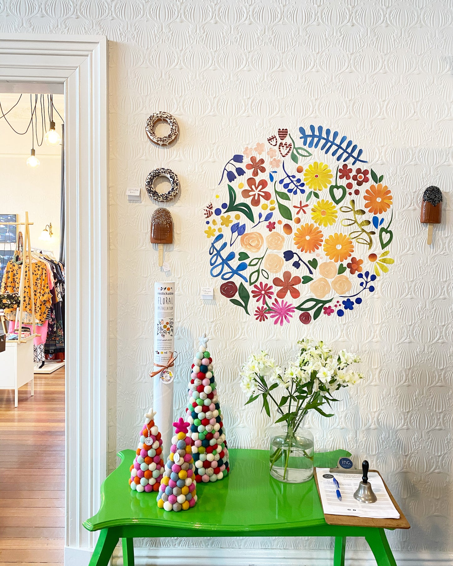 Restickable Floral installation
