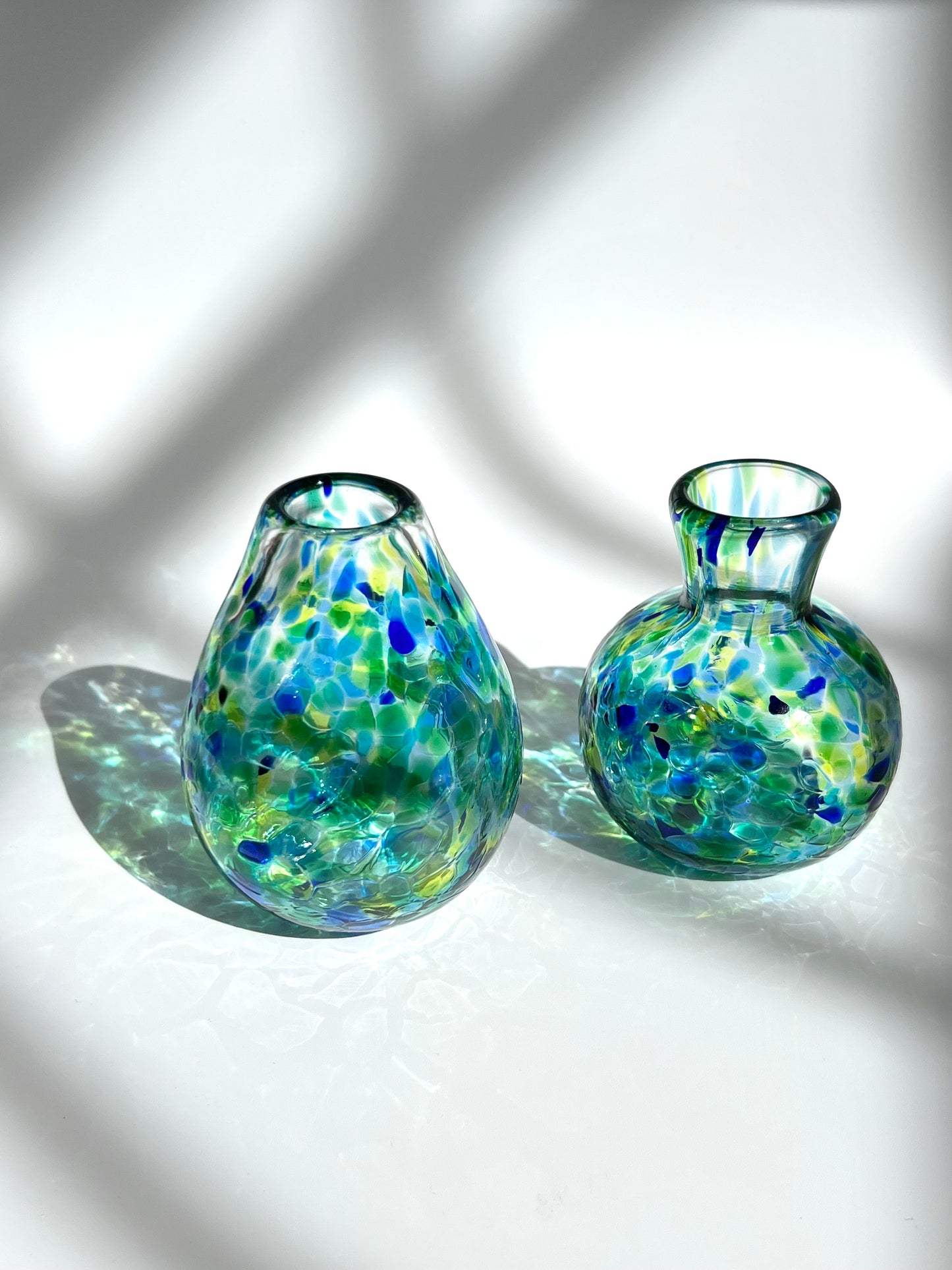 Handblown Glass Diffuser/Vase - Teal/Blue Green with 2cm Opening