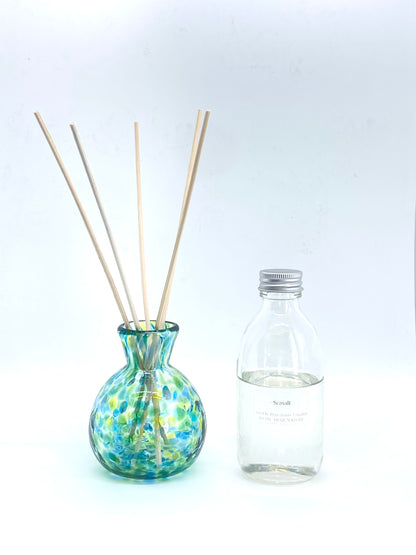 Handblown Glass Diffuser/Vase - Teal/Blue Green with 2cm Opening