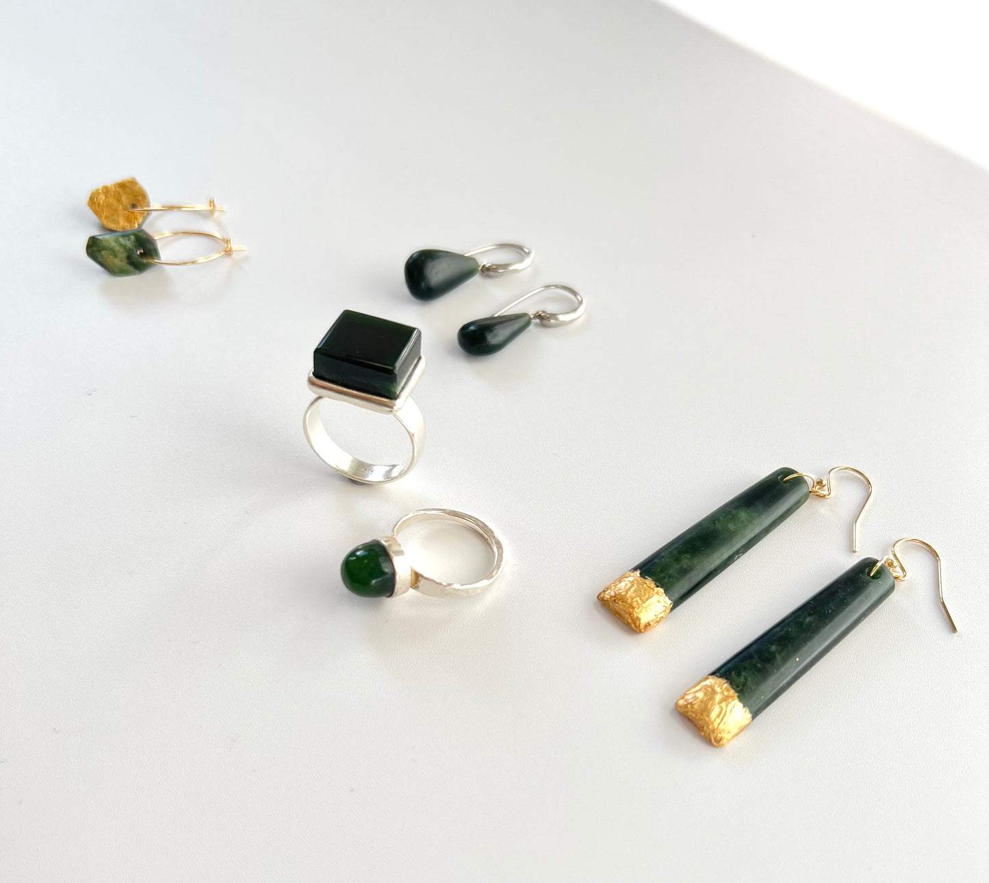 Gold Tipped Greenstone Toki Earrings (EA-GL1)