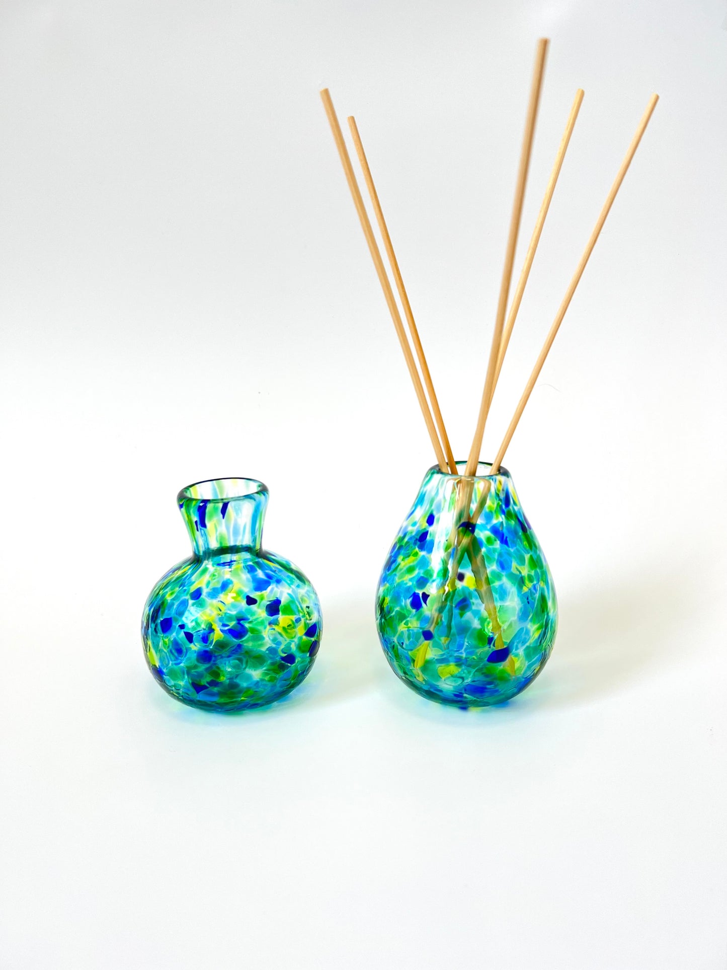 Handblown Glass Diffuser/Vase - Teal/Blue Green with 2cm Opening