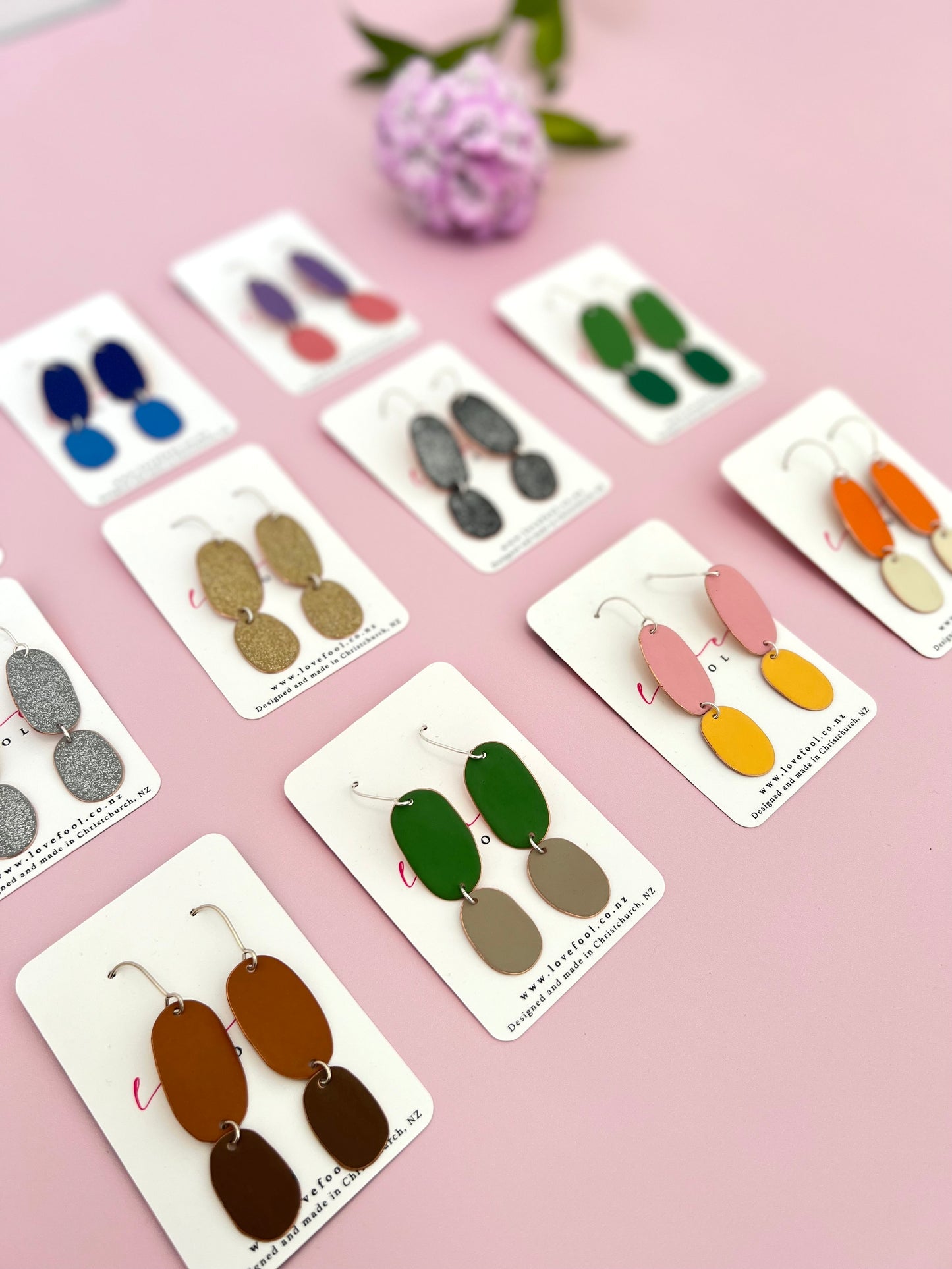 Double Drop Earrings - Gold Glitter