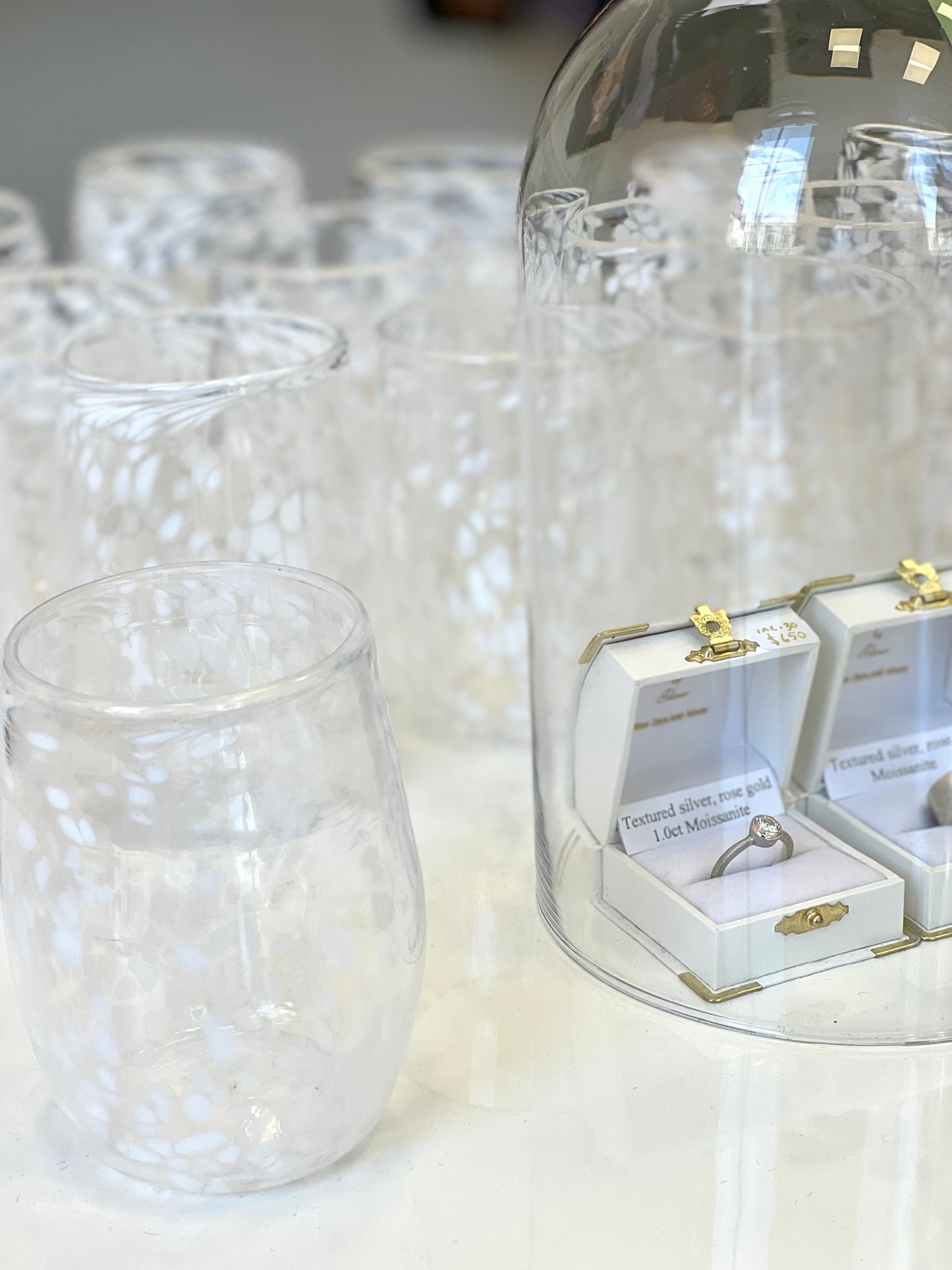 Special edition Handblown Glass Tumbler - Clear + White Flecks