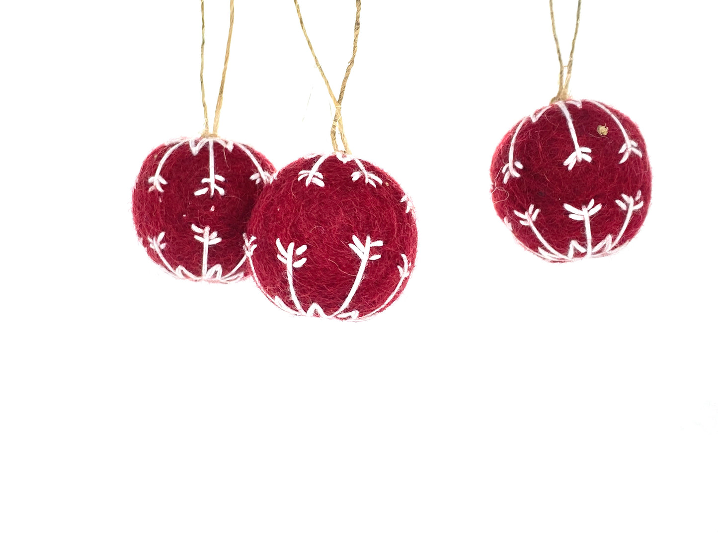 Embroidered Felt Pom-Pom Decoration - Red, White