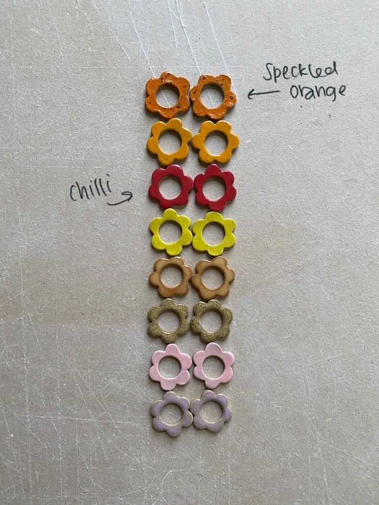 Flower Drops - Citrus - Ceramic & Sterling Silver Earrings