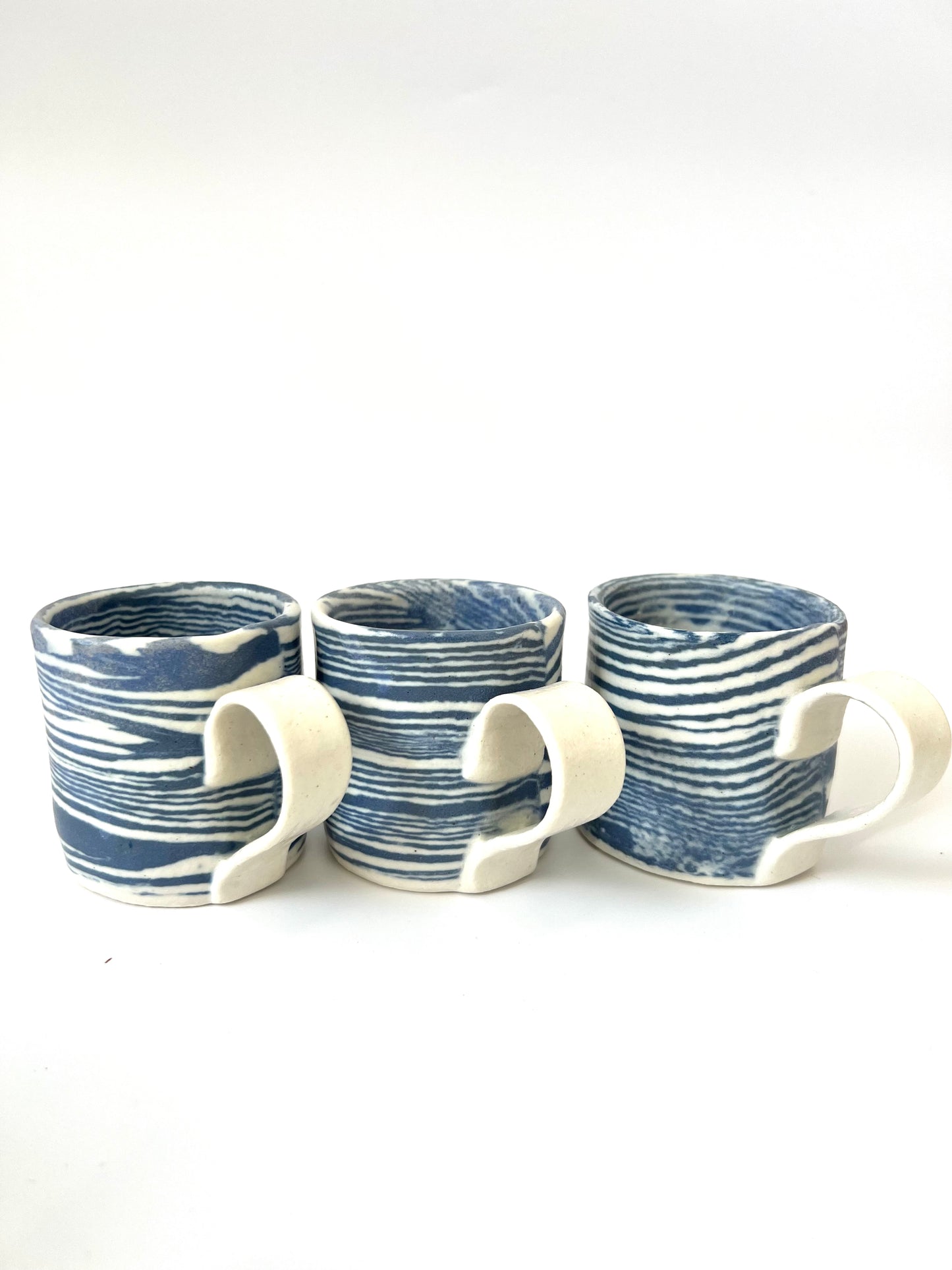 Ceramic Nerikomi Mug - Small - Dark Blue Stripes