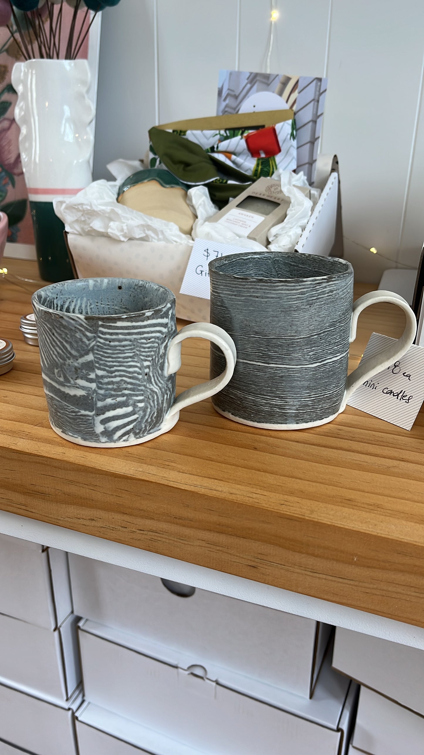 Ceramic Nerikomi Mug - Medium - Grey (Mixed)