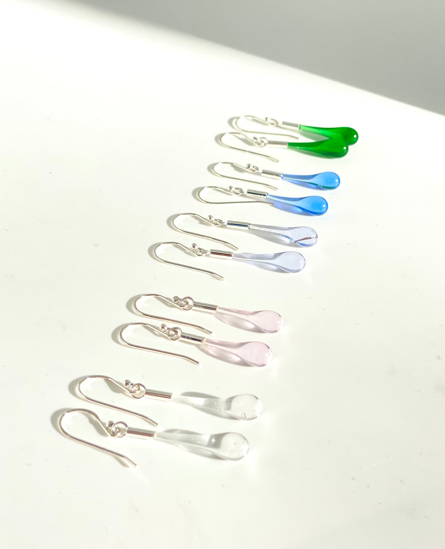 Glass Teardrop Earrings - Clear