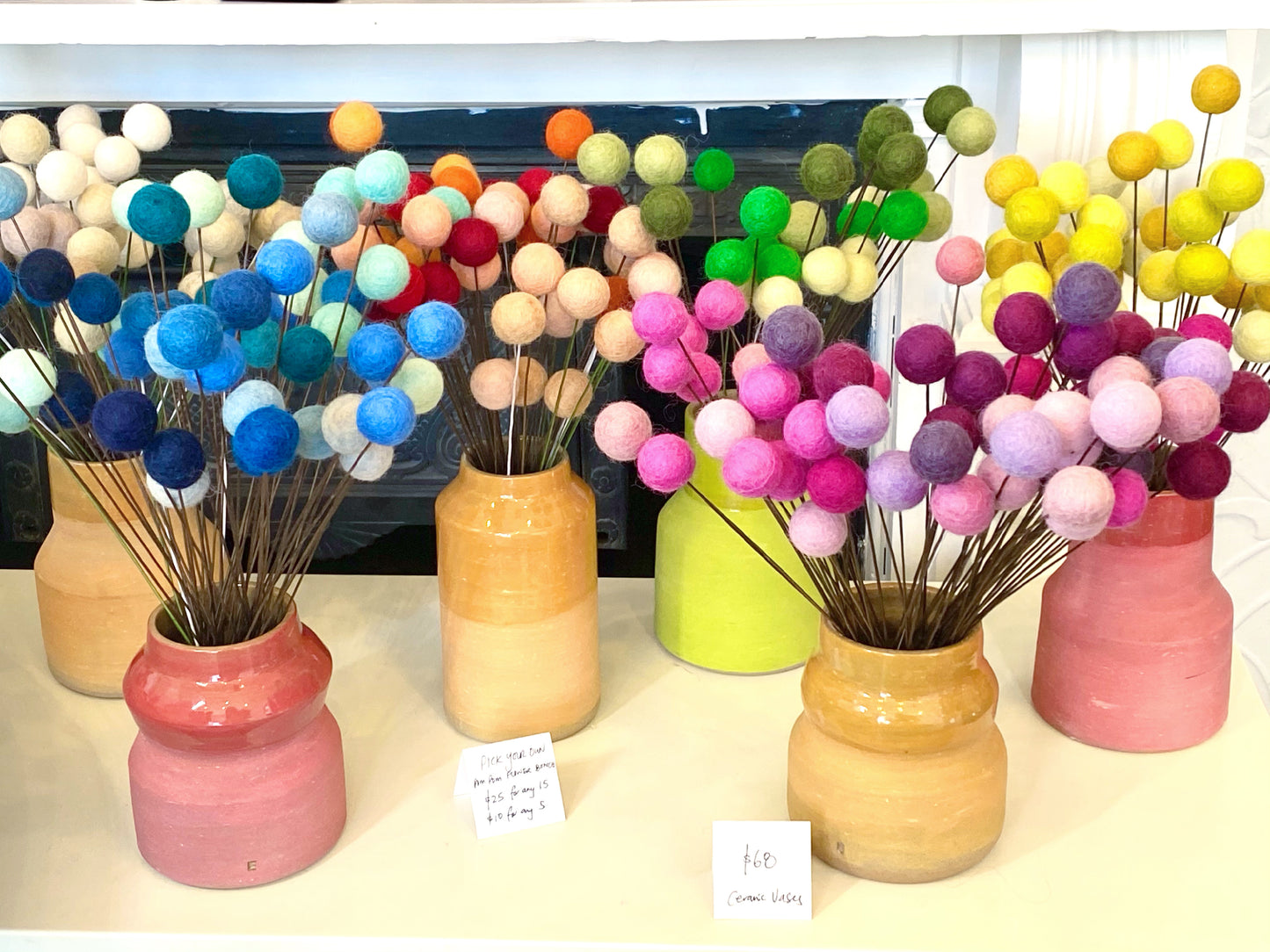 Pom-pom Flowers - Bunch of 15