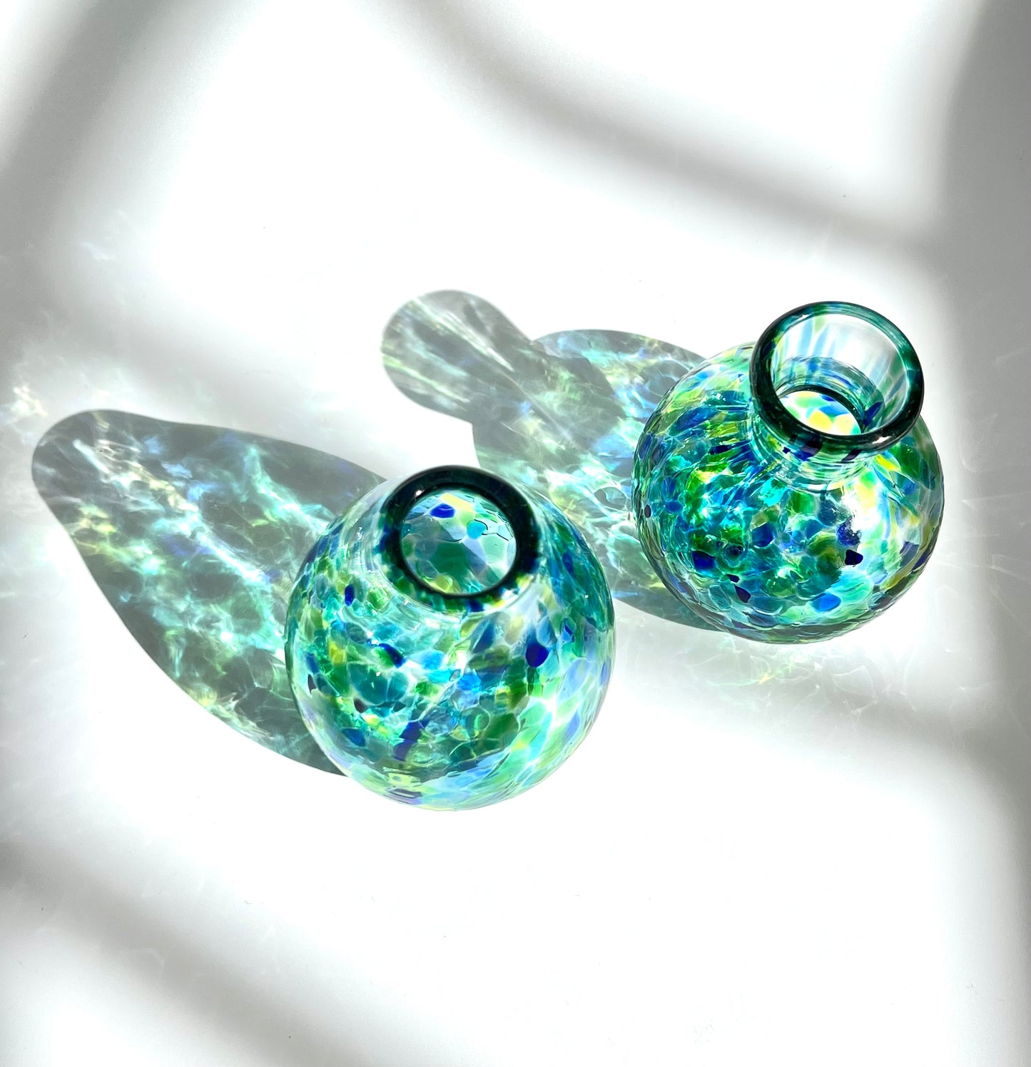Handblown Glass Diffuser/Vase - Teal/Blue Green with 2cm Opening