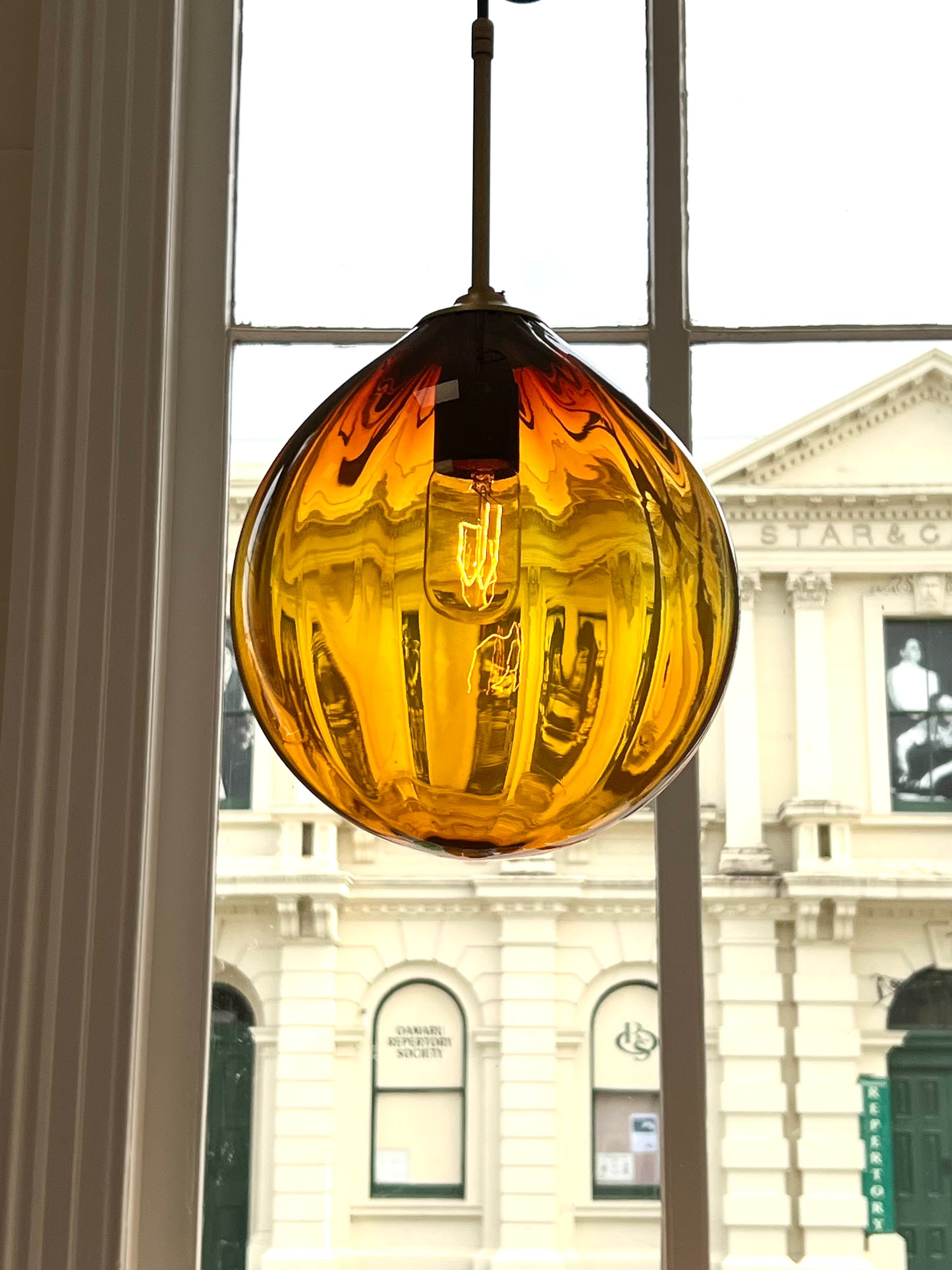Handblown Glass 'Dodici' pendant light - Topaz - made to order
