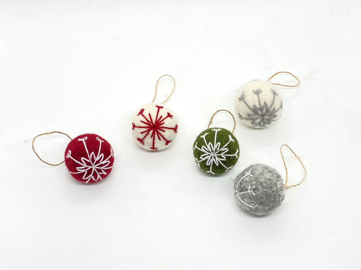 Embroidered Felt Pom-Pom Decoration - Red, White