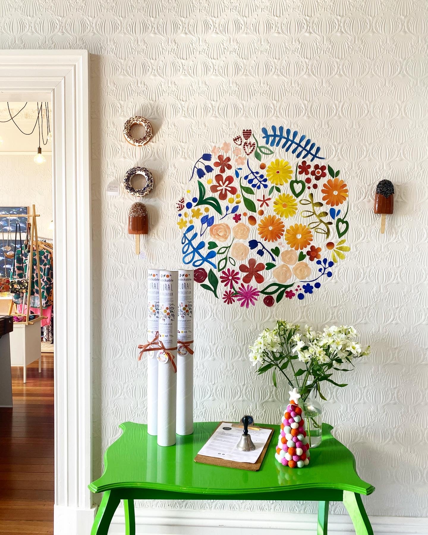 Restickable Floral installation