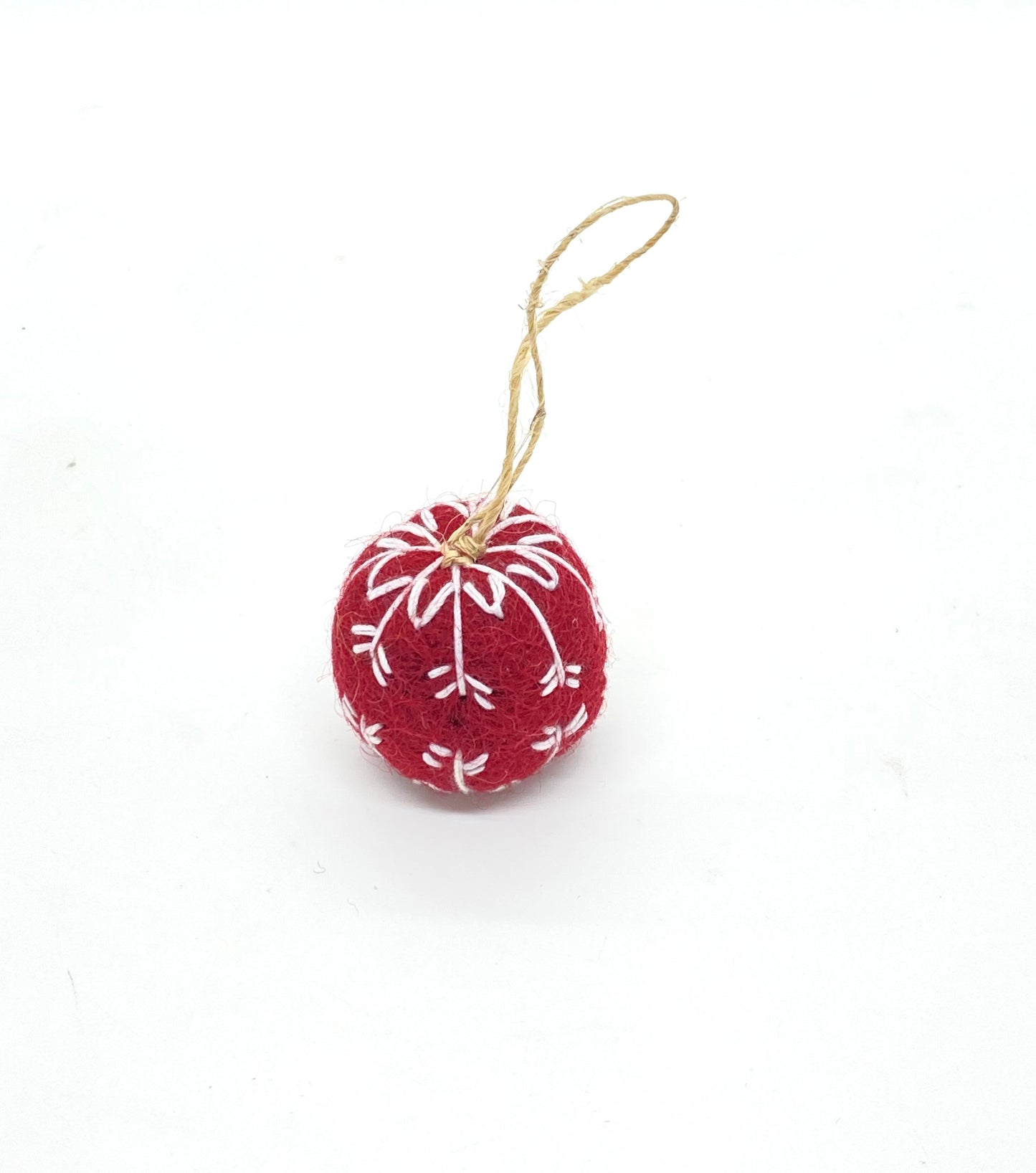 Embroidered Felt Pom-Pom Decoration - Red, White