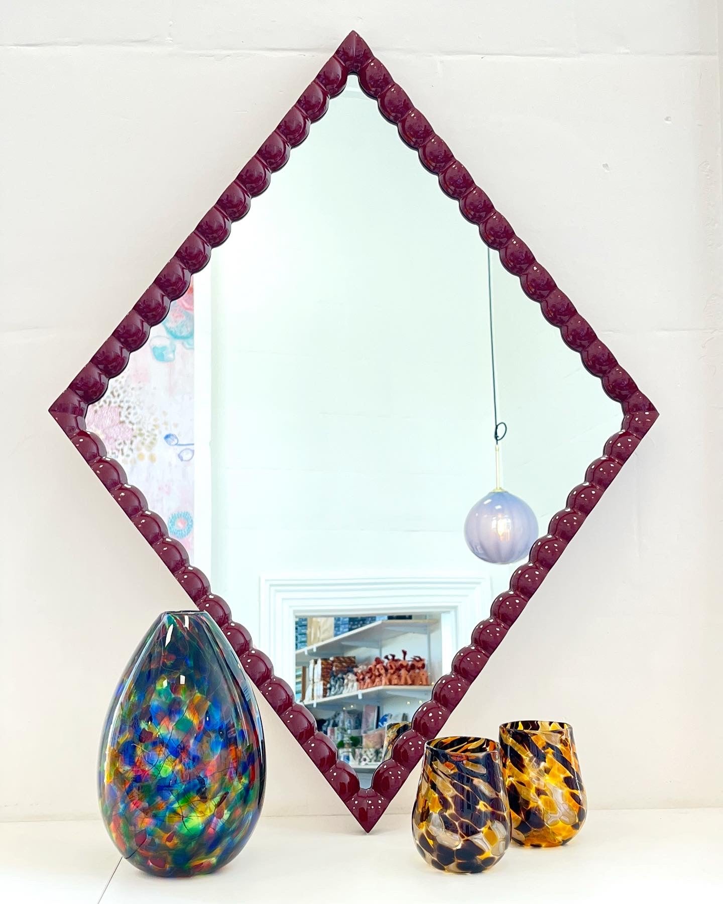 Diamond Spindle Mirror - Persian Red