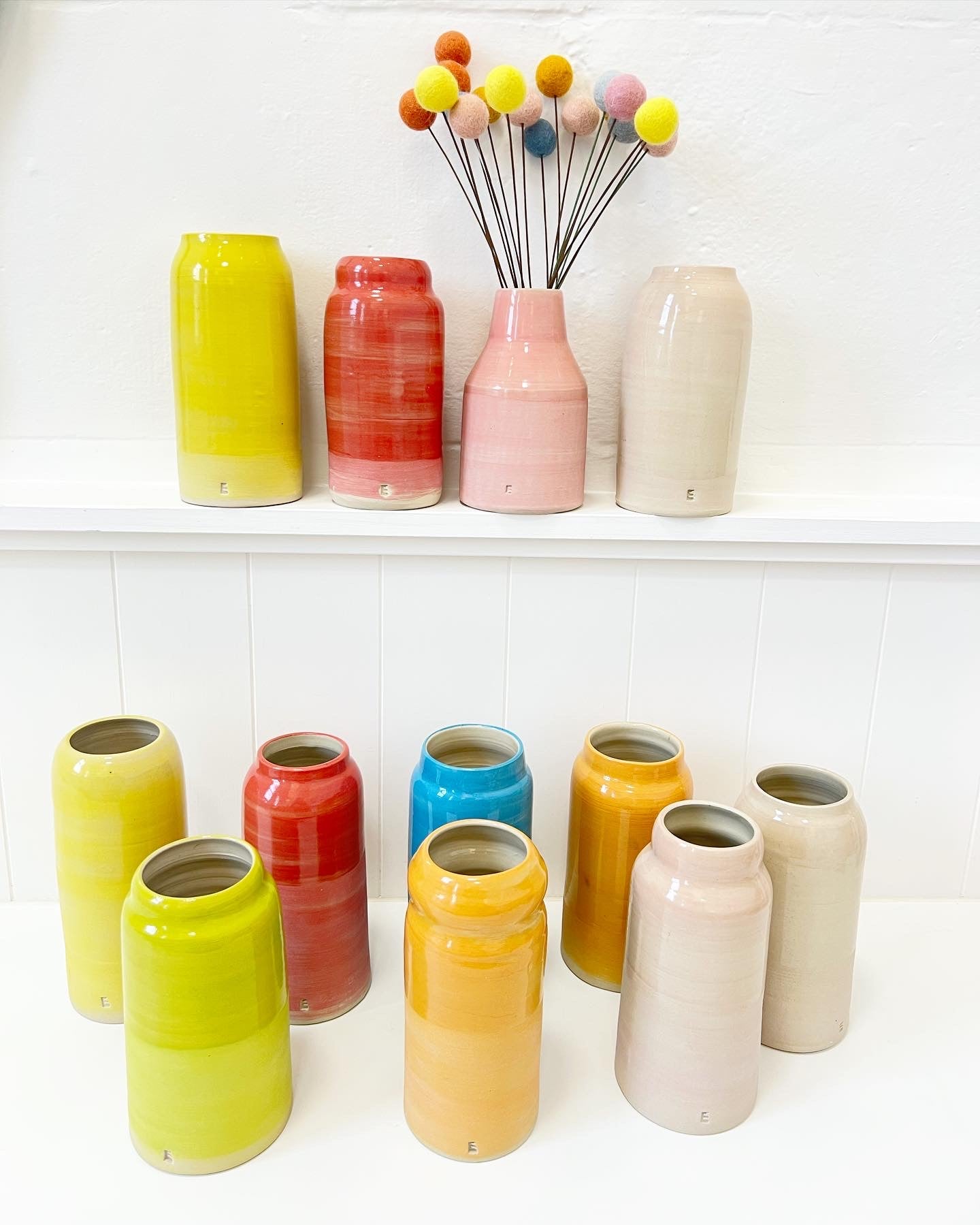 Colour Block Ceramic Vase - Orange
