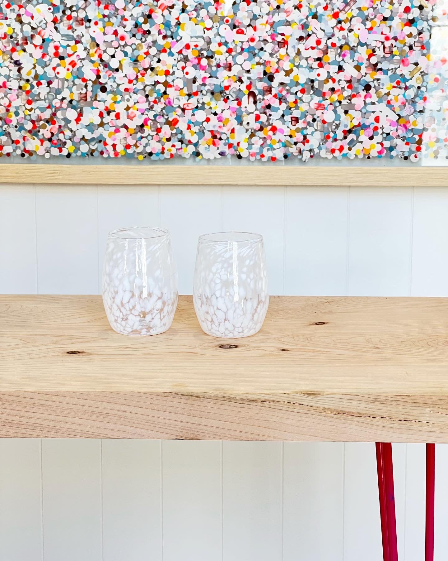 Special edition Handblown Glass Tumbler - Clear + White Flecks