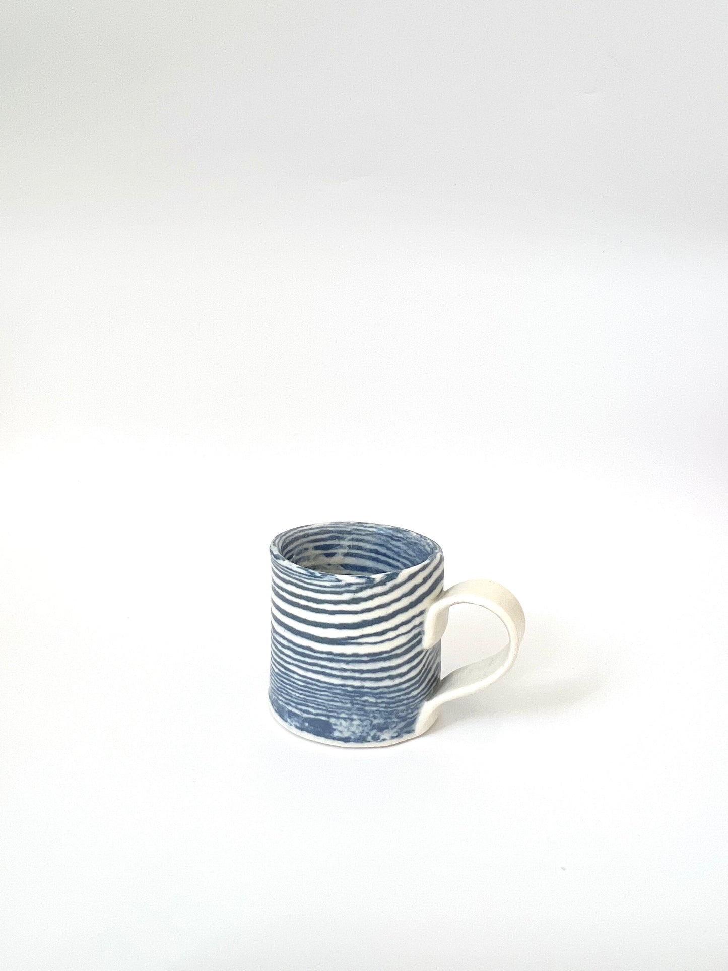 Ceramic Nerikomi Mug - Small - Dark Blue Stripes