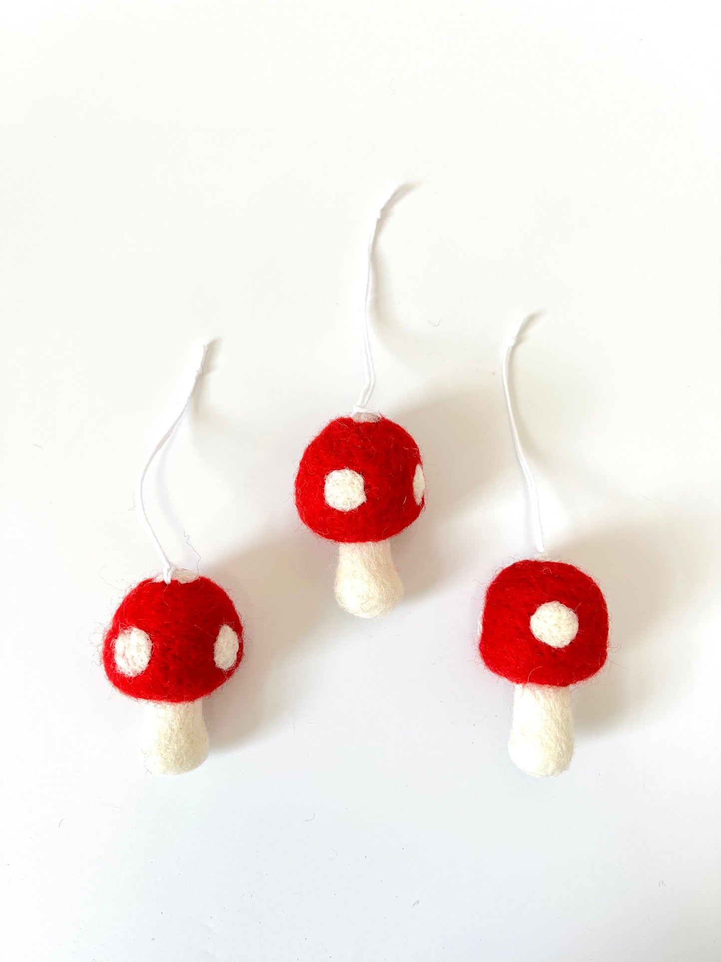Felted Christmas Mushroom Ornament - Red