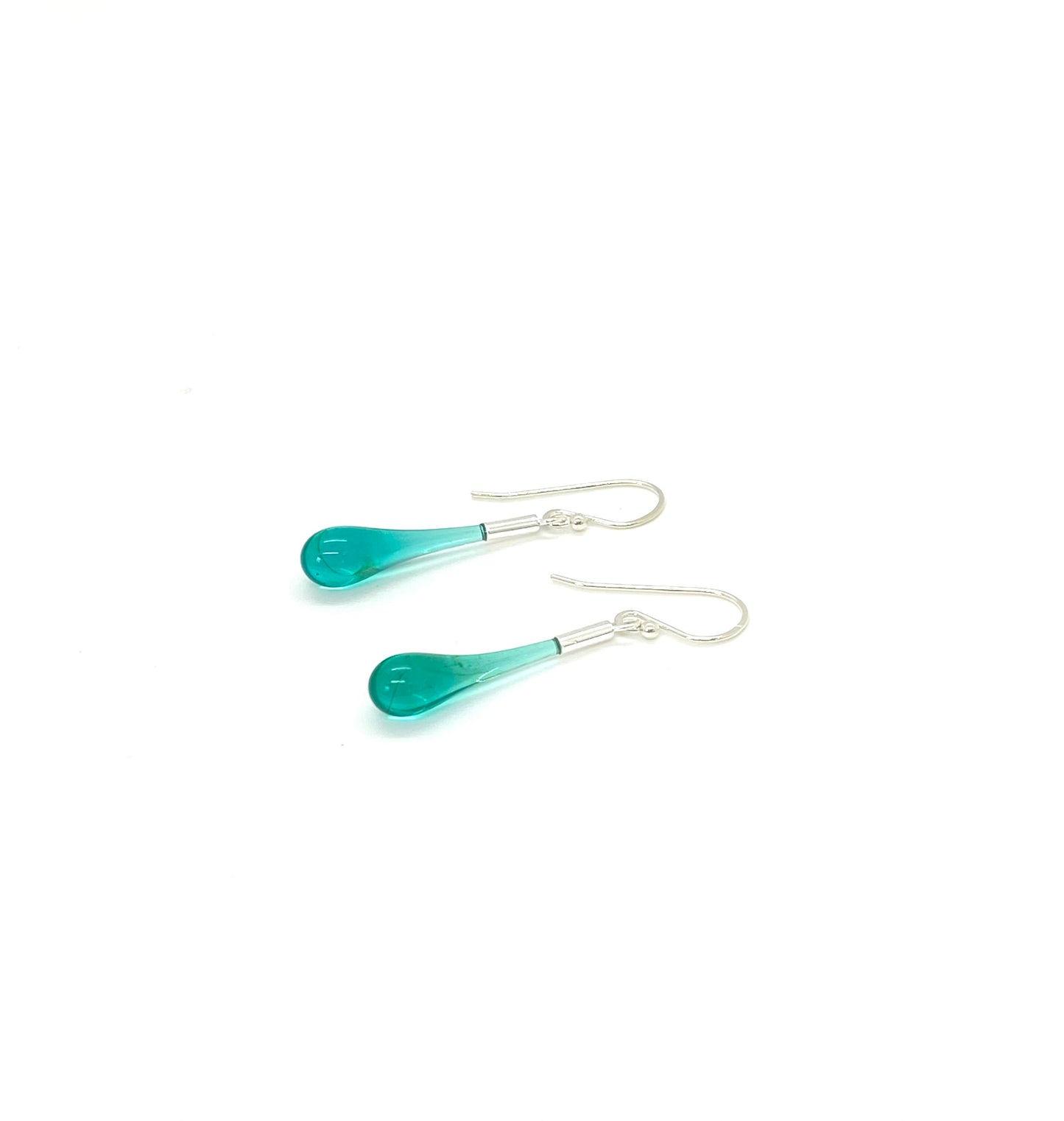 Glass Teardrop Earrings - Teal