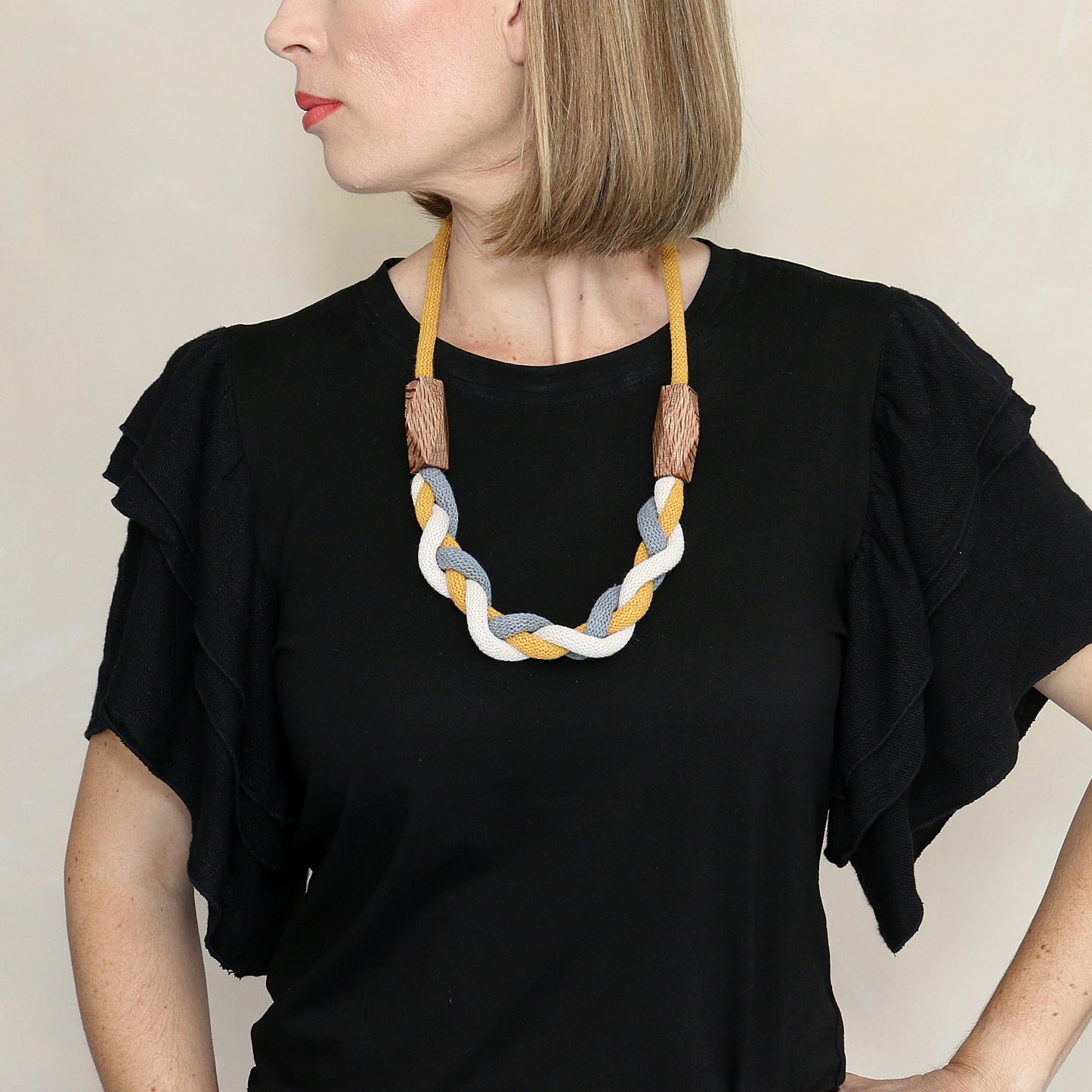 Twisted Rope Necklace - Navy
