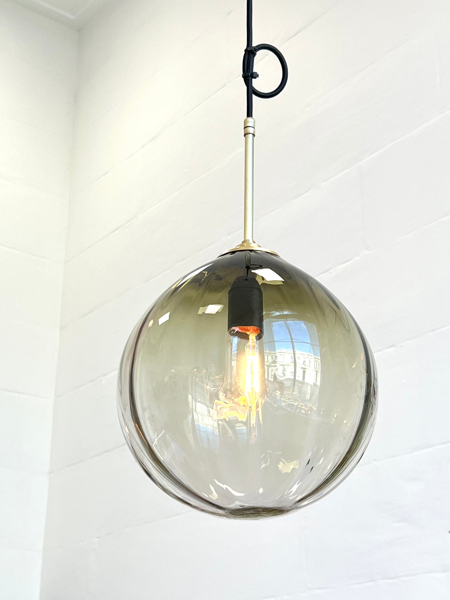 Handblown Glass 'Dodici' pendant light - Eel Green - made to order