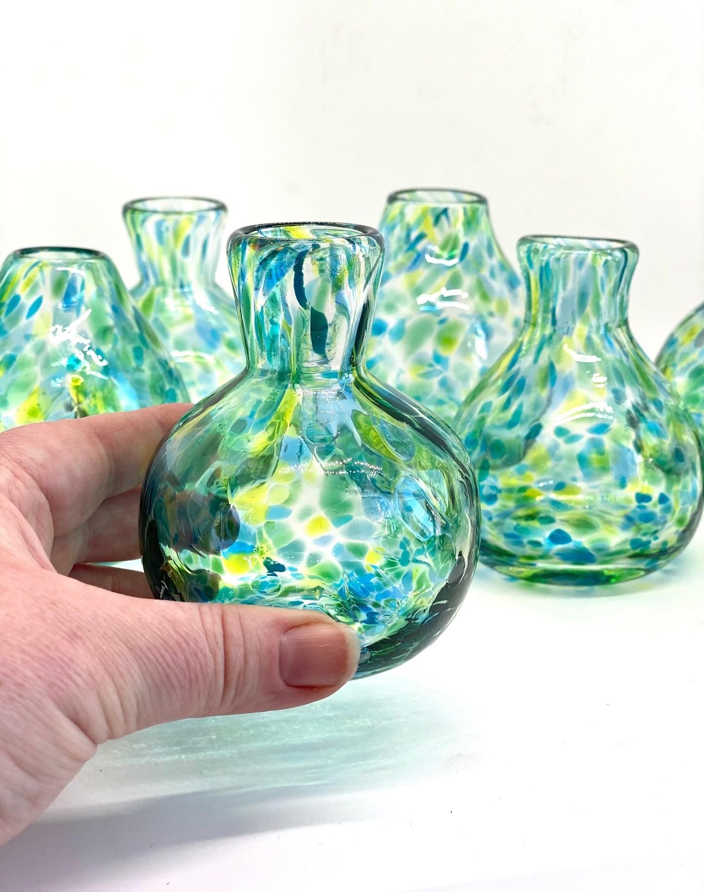 Handblown Glass Diffuser/Vase - Teal/Blue Green with 2cm Opening