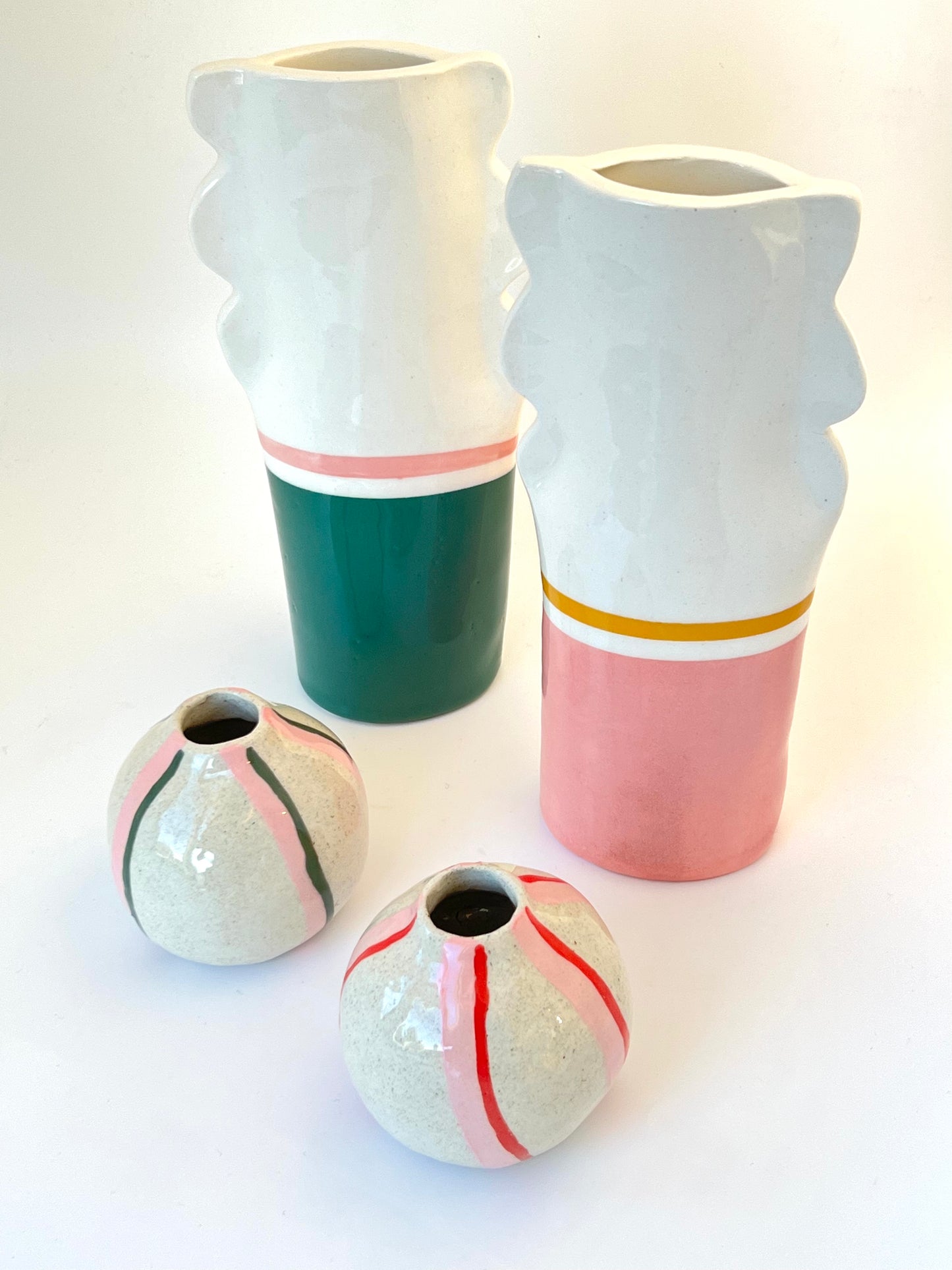 PJ vase in green and pink