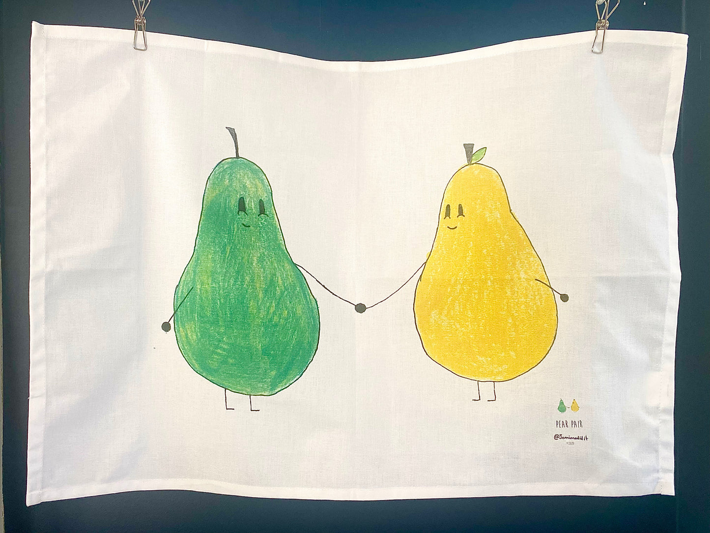 Pear Pair - Illustrated Cotton Tea towel by Jemimadidit
