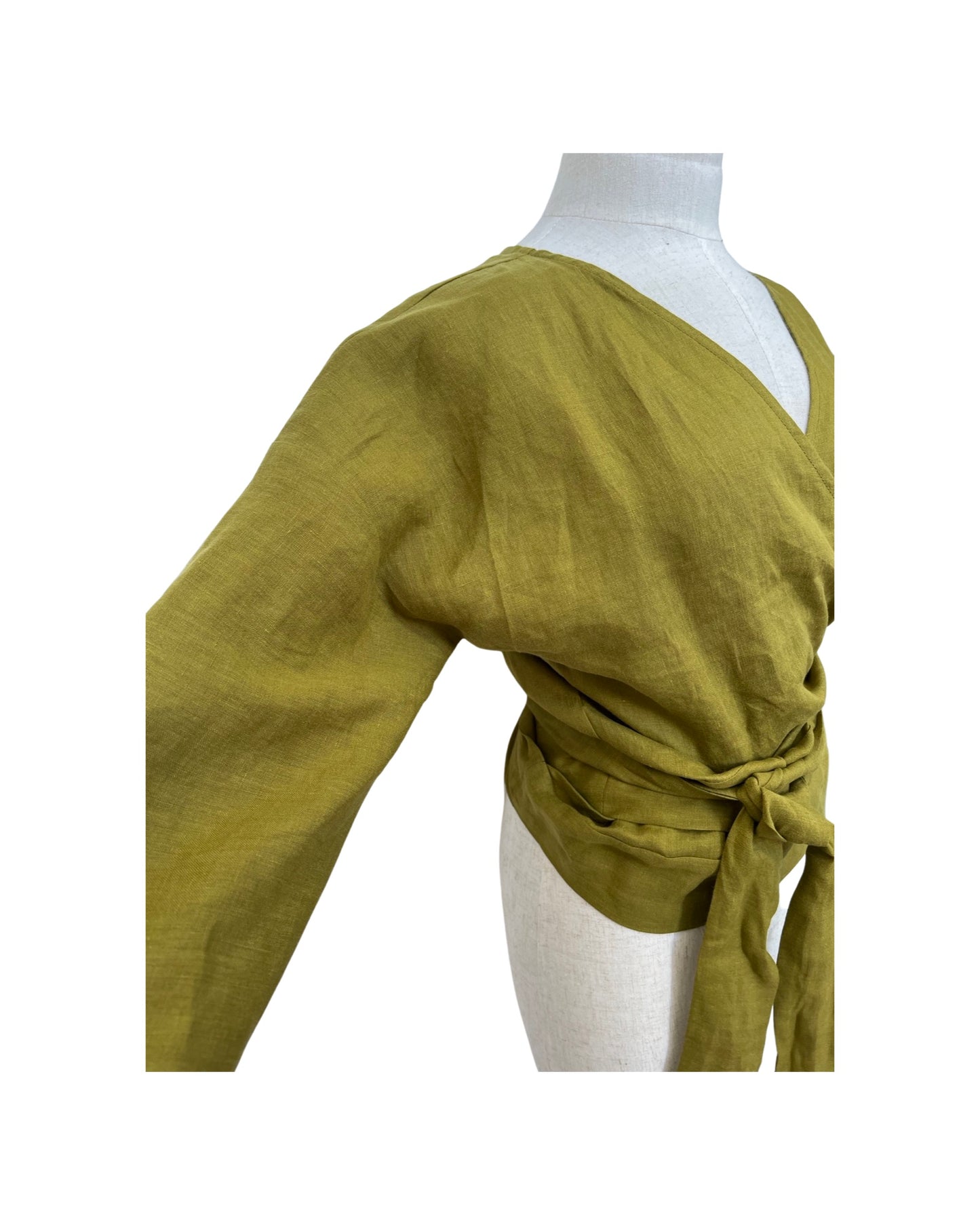 "Renee" Wrap Top - Olive Linen