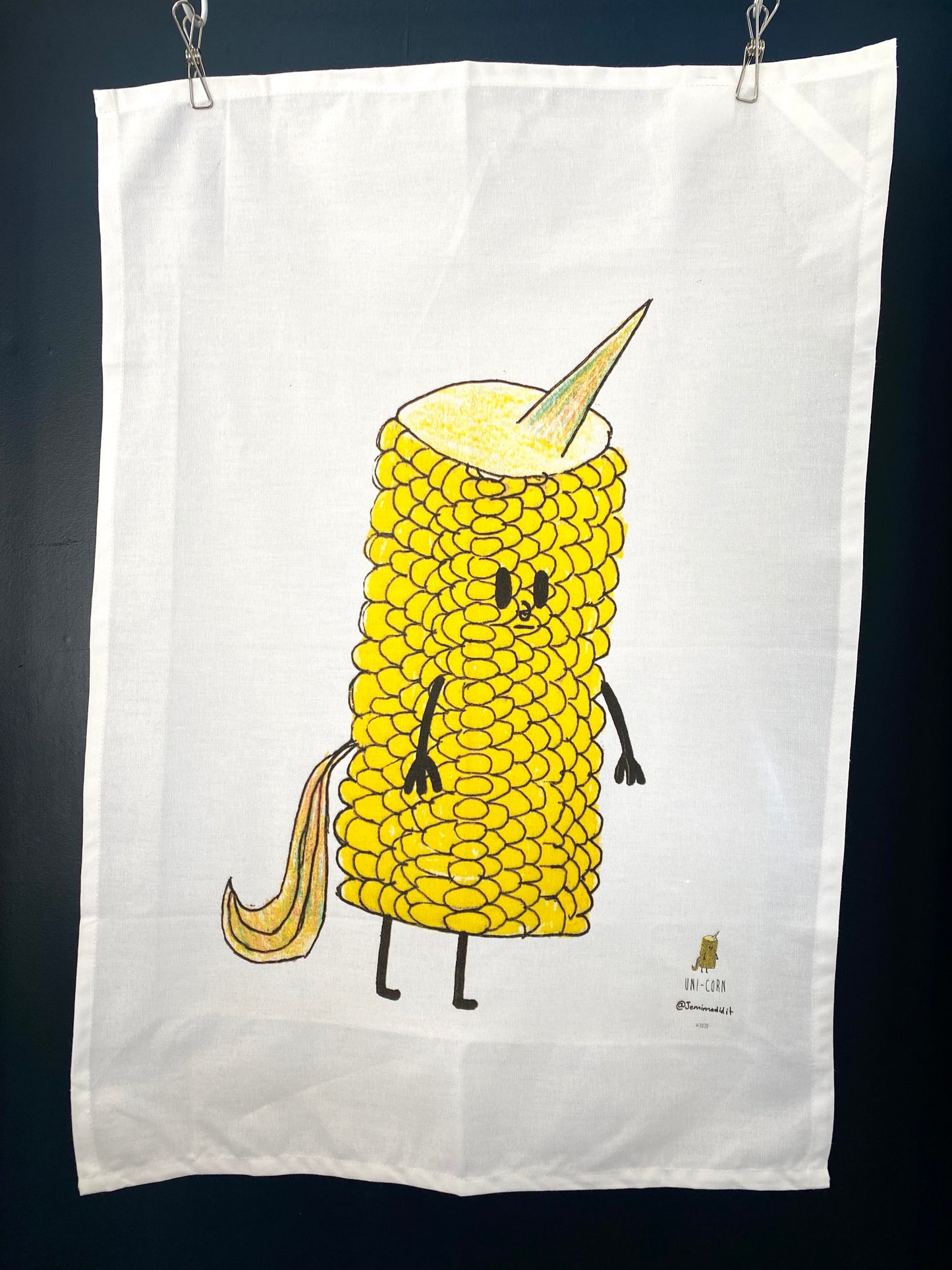 Uni-Corn - Illustrated Cotton Tea towel by Jemimadidit