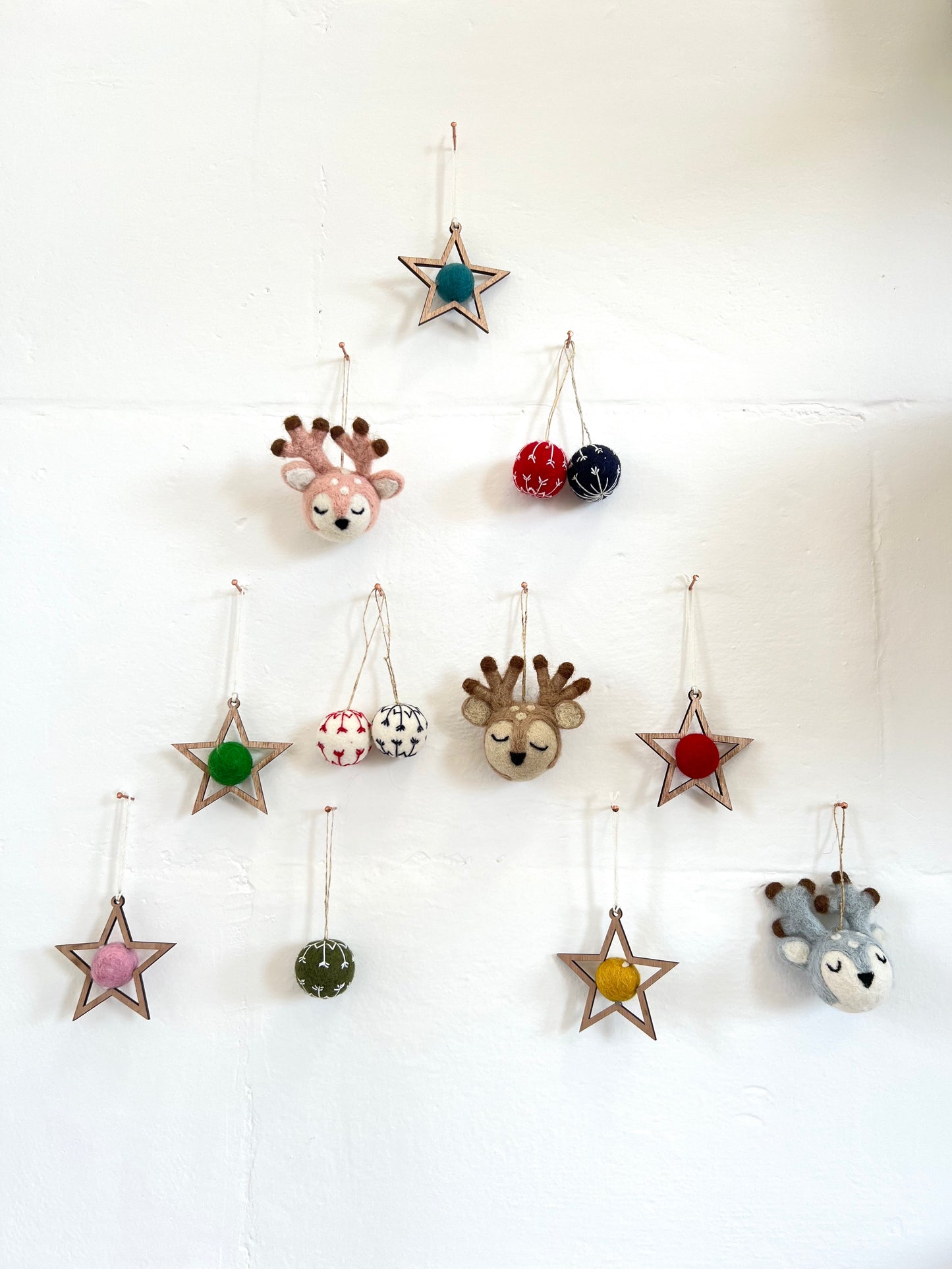 Embroidered Felt Pom-Pom Decoration - White, Navy