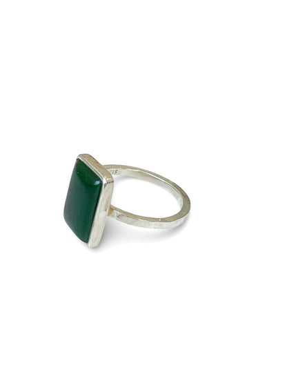 Jade & Sterling Silver Rectangle Ring (RI-RE4)
