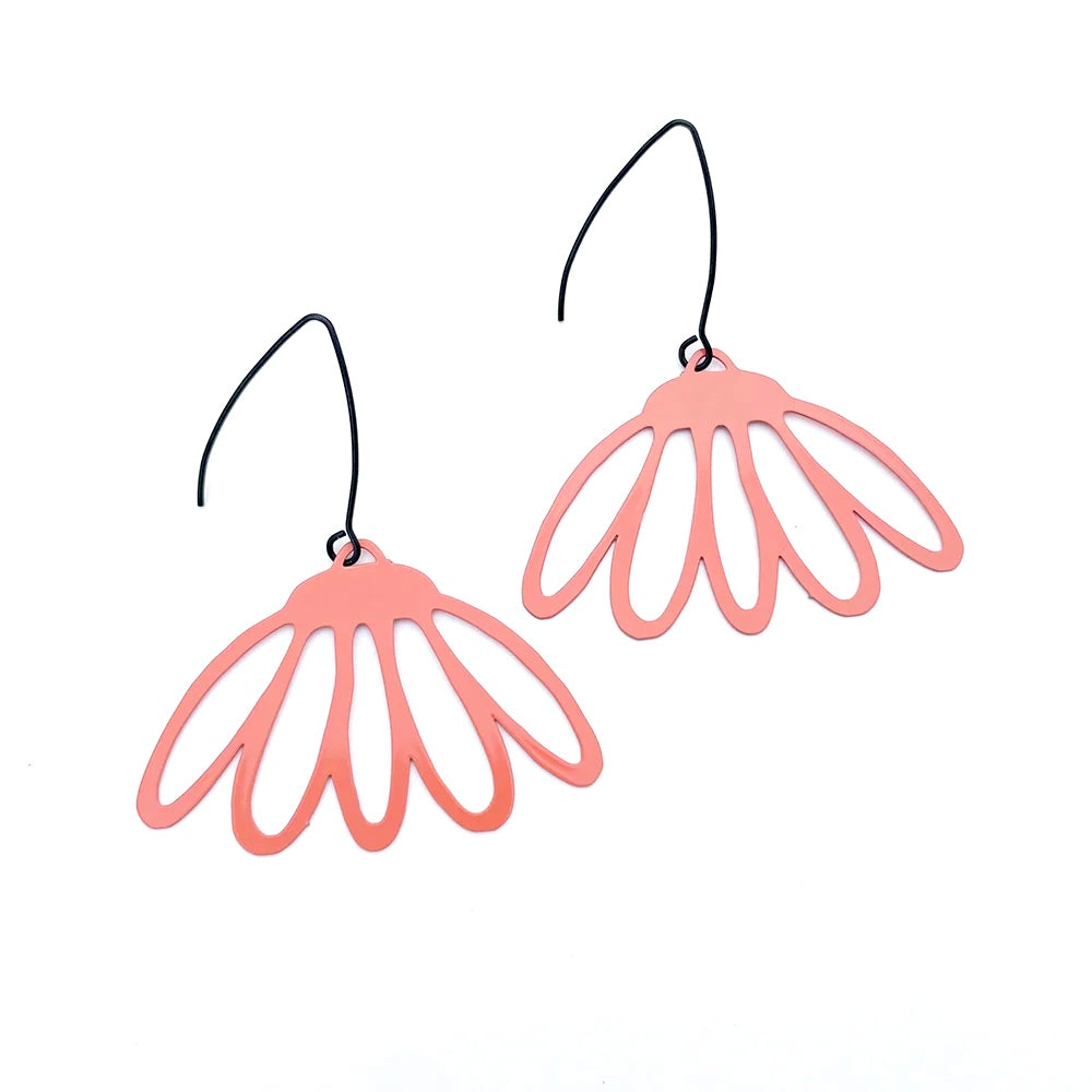 Echinacea Flower Earrings in Coral