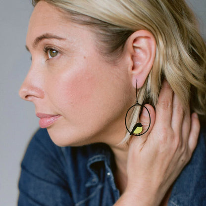 Midi Robin Earrings in Yellow & Black