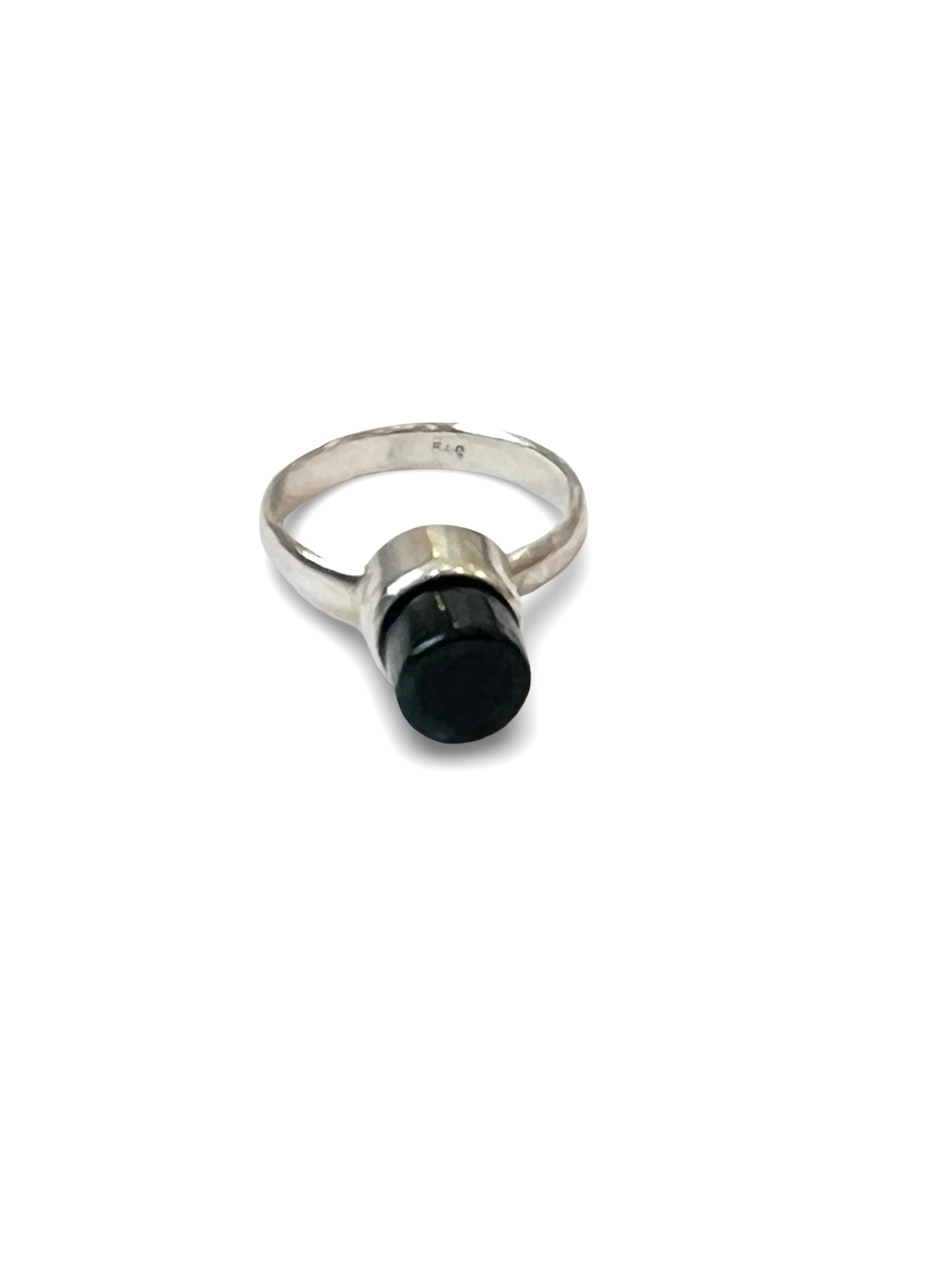 Dark Pounamu & Sterling Silver Small Cylinder Ring #2 (RI-CY1)