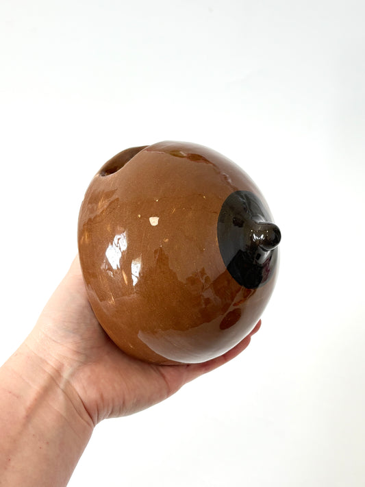 Brown Ceramic Boob Wall Vase by Studio Soph - Round