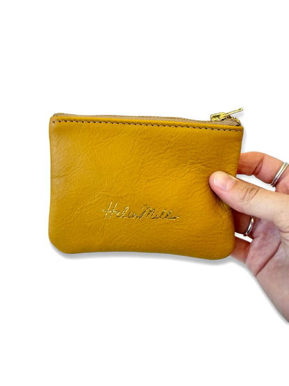 Leather Coin Purse - 12cm - Sunshine Mustard Yellow