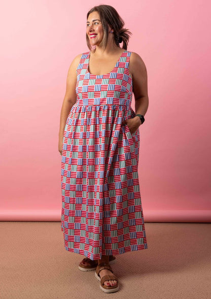 Reverie Tie-Back Dress - Raspberry Ziggy