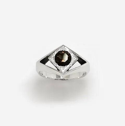 Curio Ring, Sterling Silver & Smokey Quartz: Size R 1/2