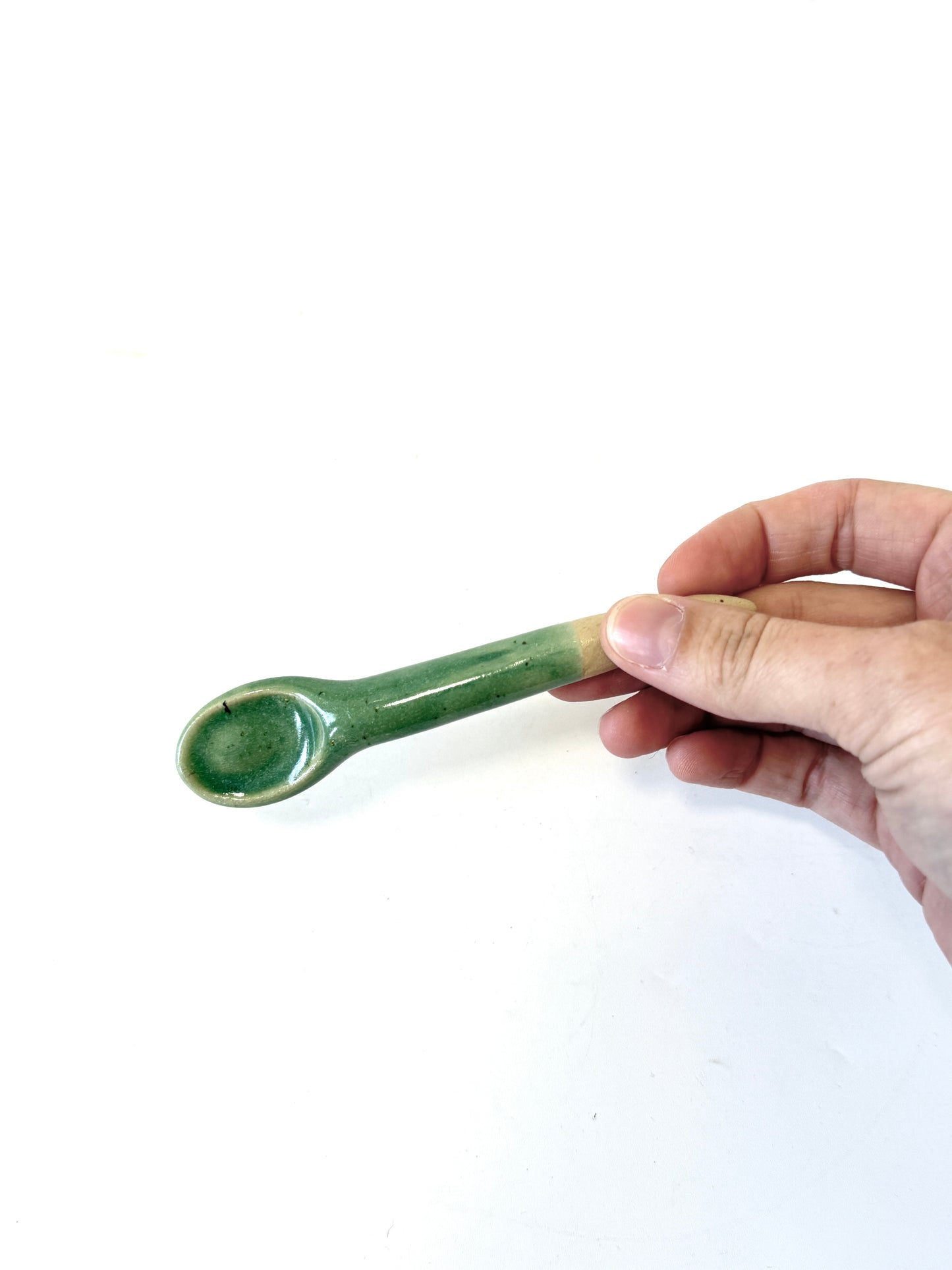 Green Handmade Ceramic mini Spoon